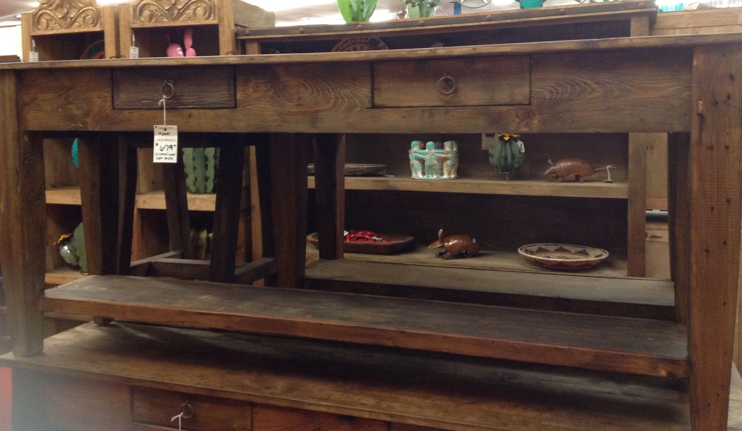 Two Drawer Corral Wood Sofa Table