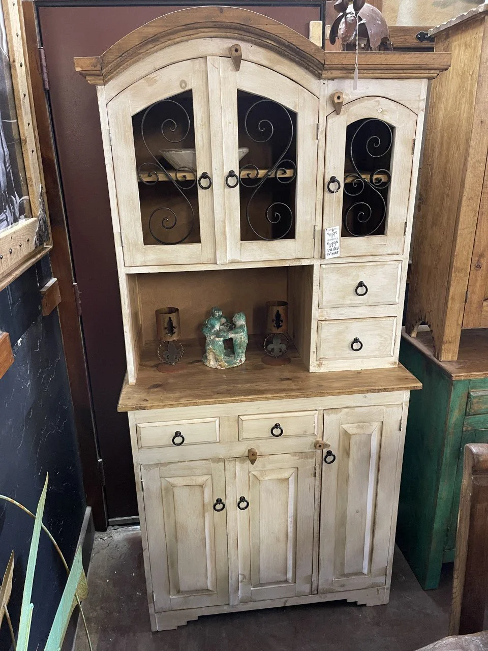 Rounded White Wash Hutch