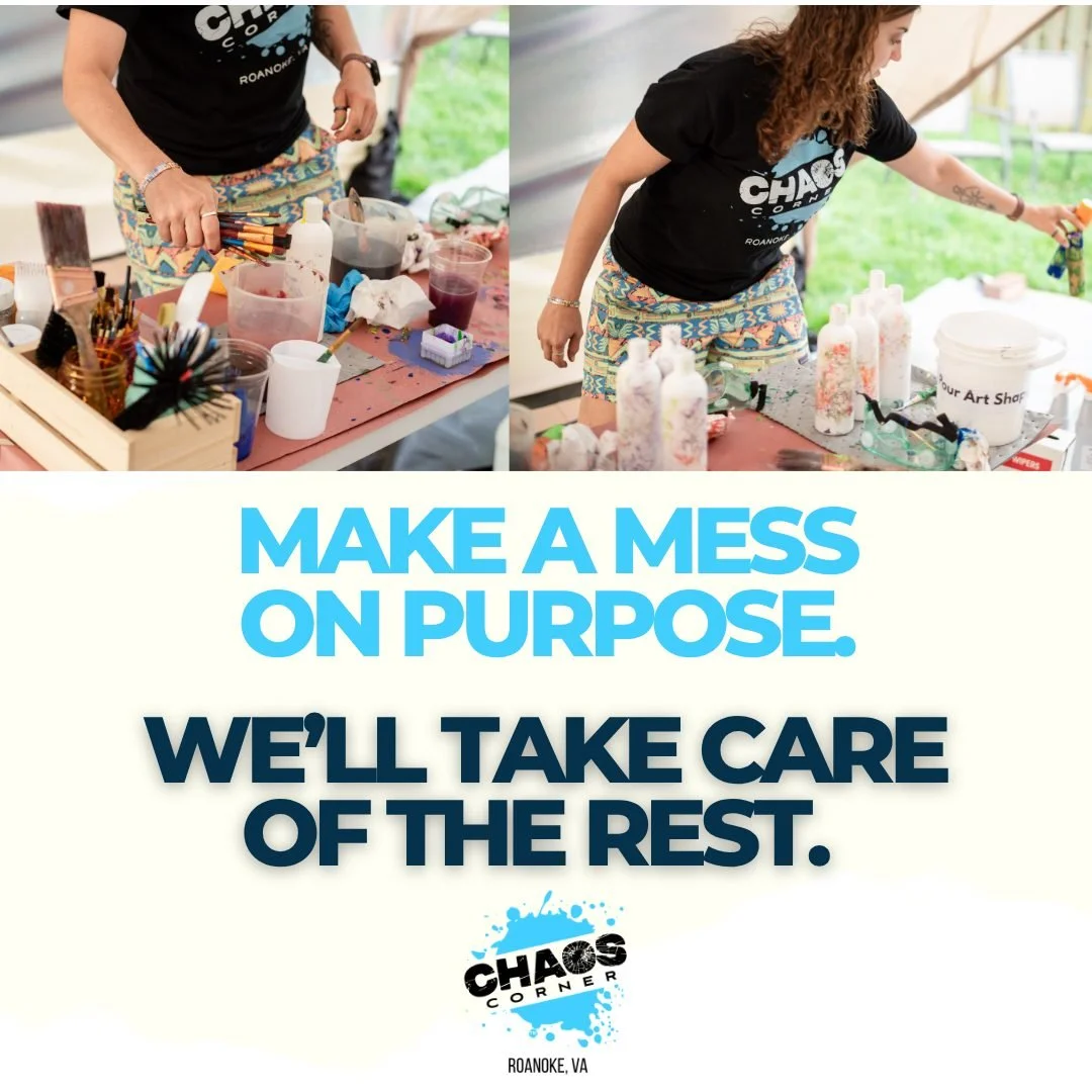 The fun part is making the mess 🎨

The best part? You don&rsquo;t have to clean it up.

#ChaosCornerVA #PaintSplatterParty #MessMadeEasy #CreativeExperiences #RoanokeVA