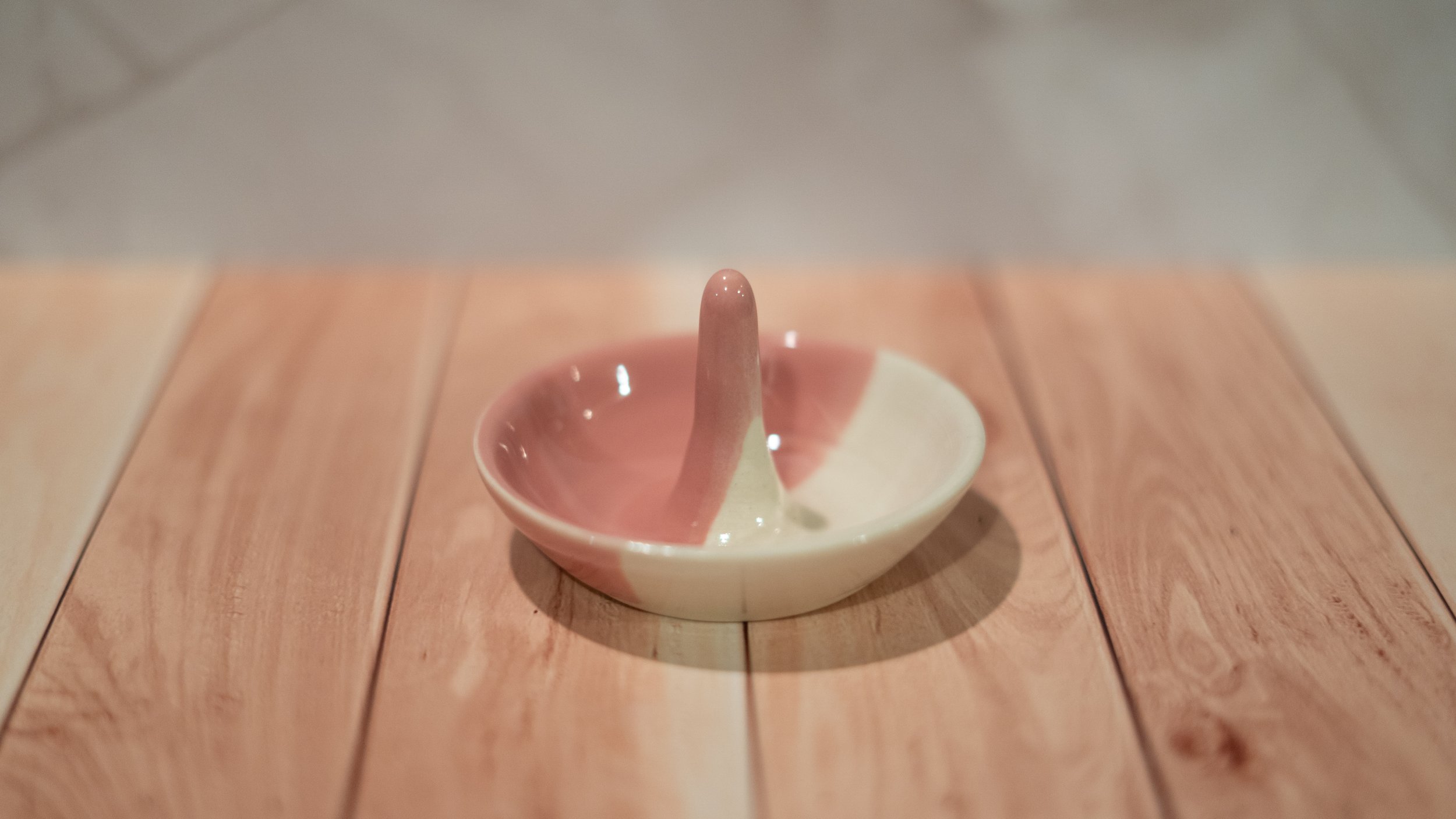 White and Pink Small Ring Dish