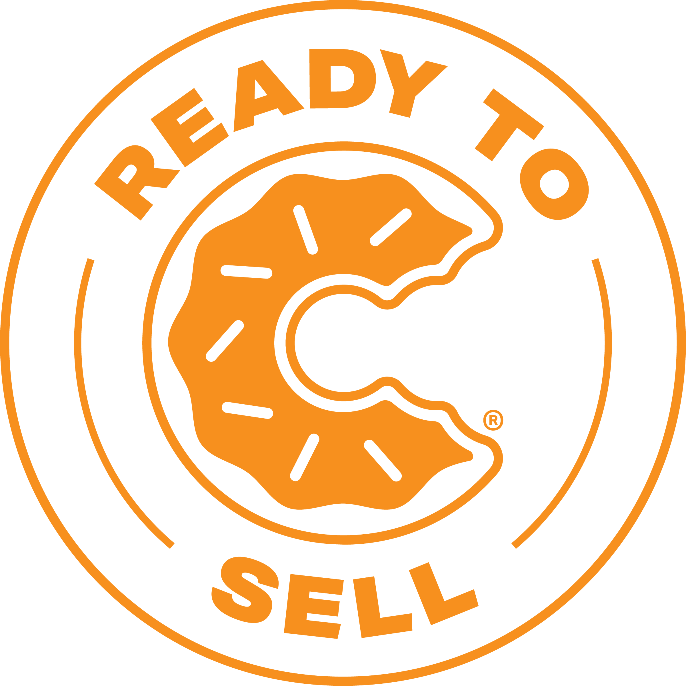 Orange logo featuring a donut with a bite taken out and the text "Ready to Sell."