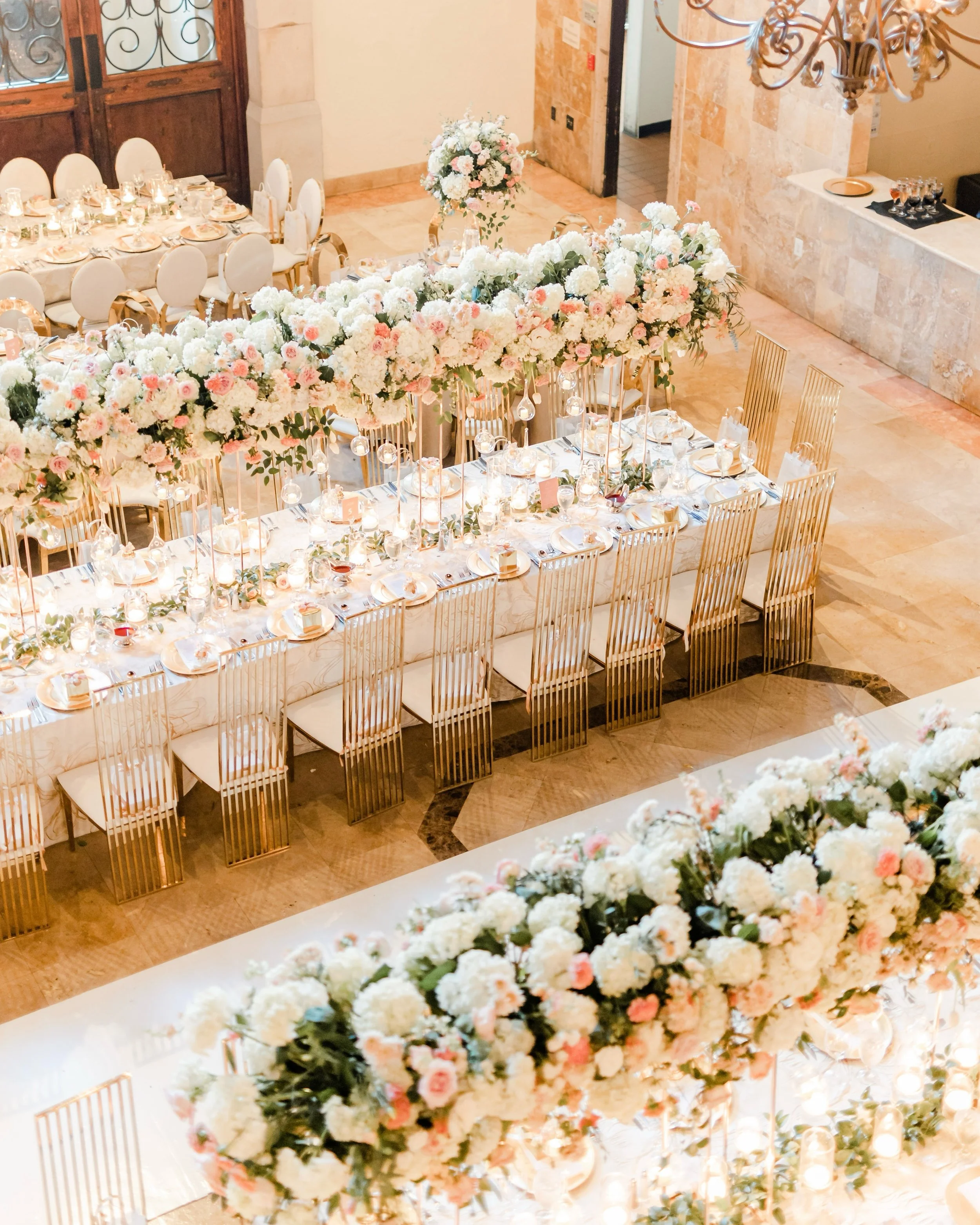 Every detail came together to create a room full of romance &mdash; soft blush and ivory blooms, gold accents catching candlelight, and a table runway that stretched as far as the love in the room. Congratulations to M&amp;M!

Venue: @belltowerhousto