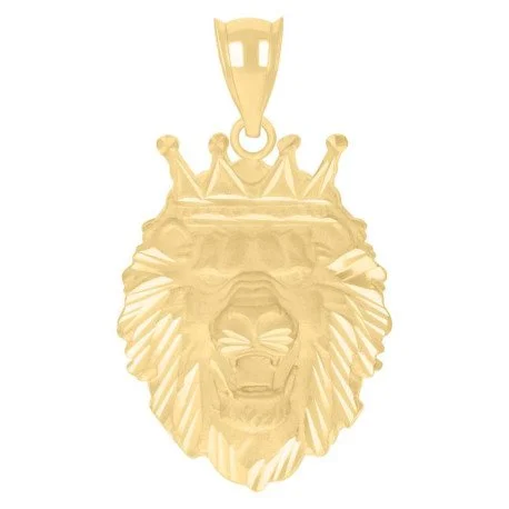 10kt Yellow Gold Mens Leo:Lion Head Animal Wildlife Charm Pendant .jpeg