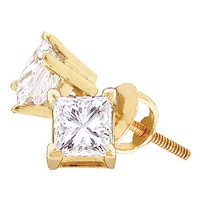 14K YELLOW GOLD UNISEX PRINCESS DIAMOND SOLITAIRE STUD EARRINGS .jpeg