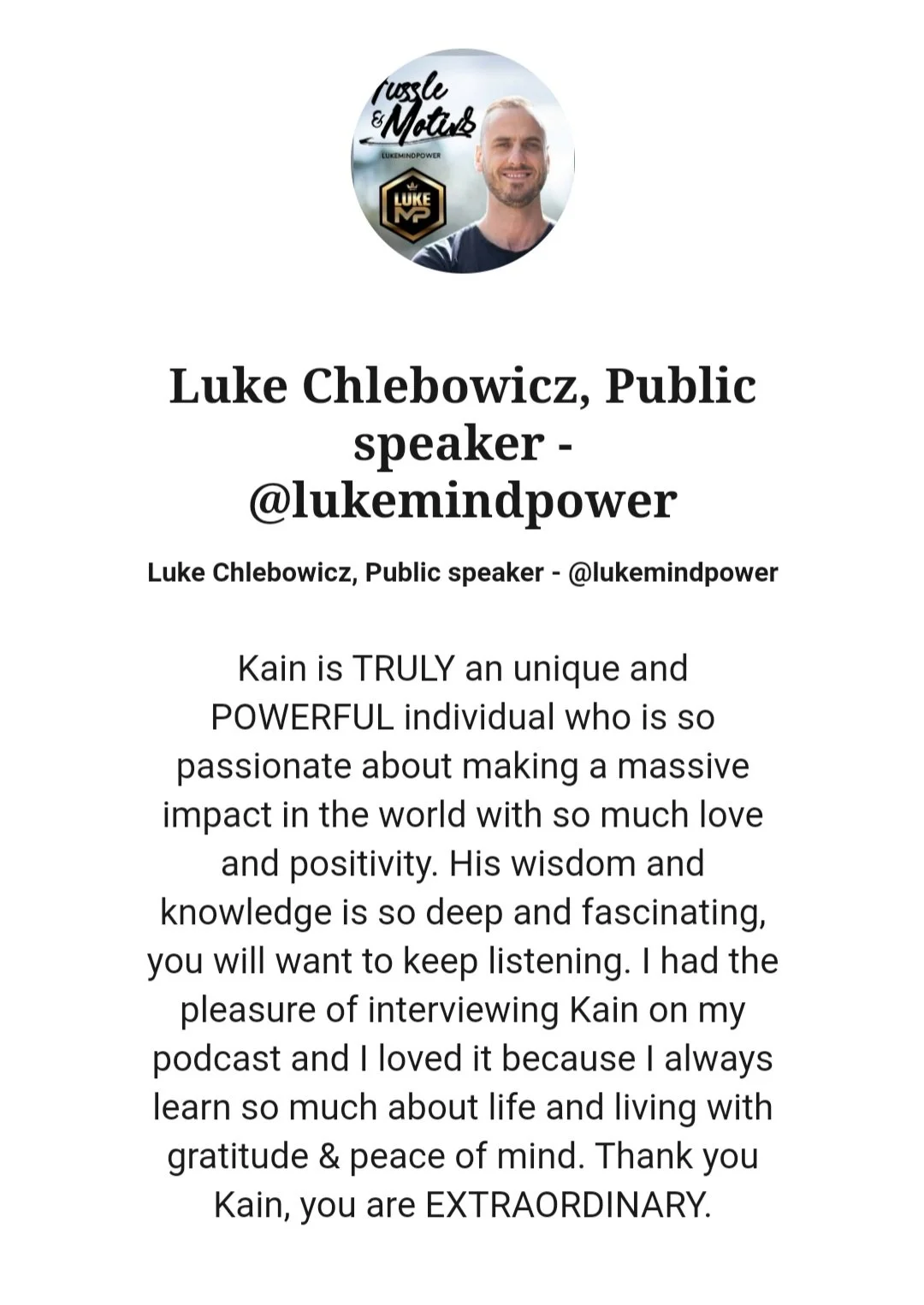 Luke Chlebowicz Review