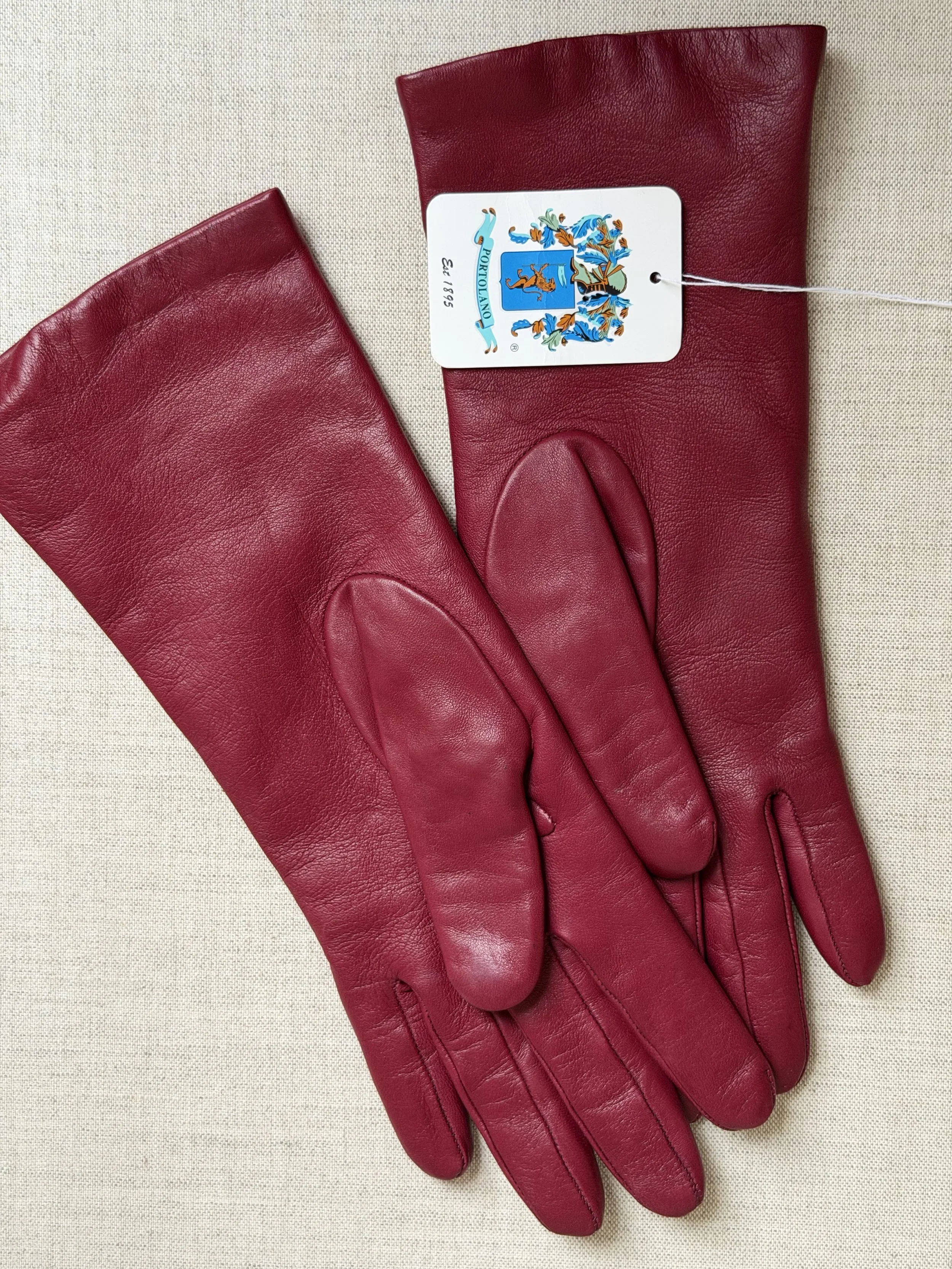 Burgundy leather gloves