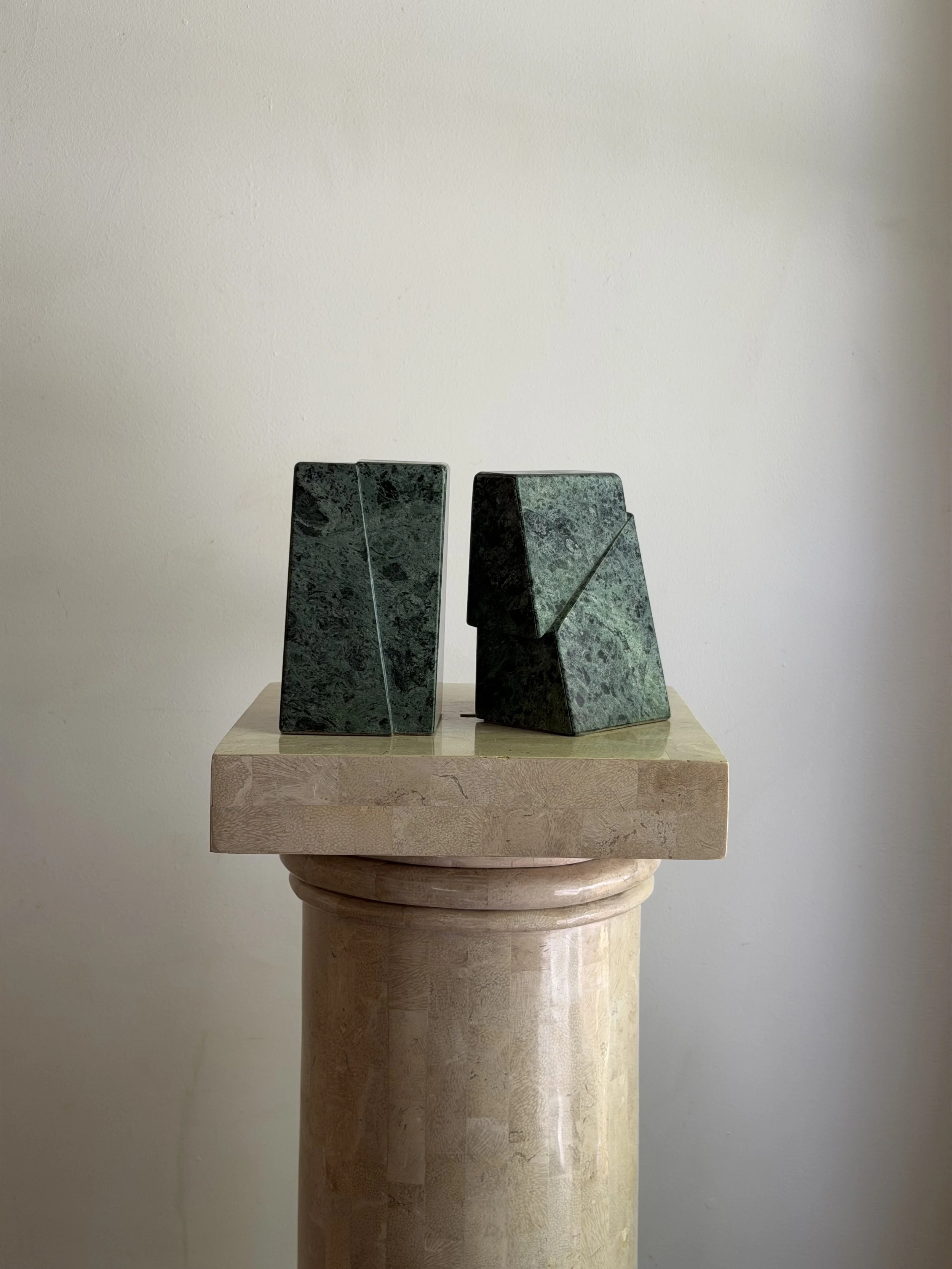 Green marble bookends
