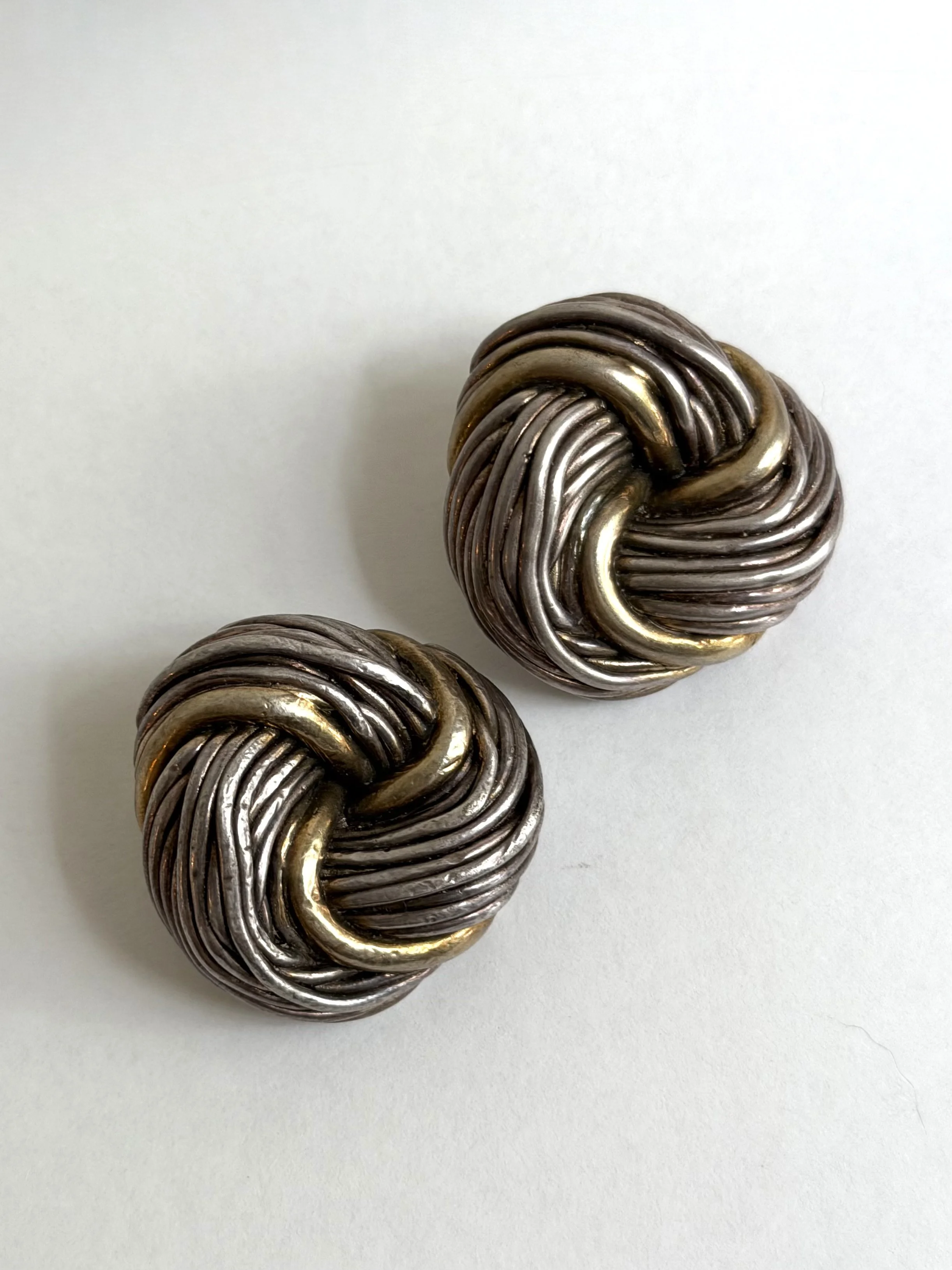 Large knot clip on earrings