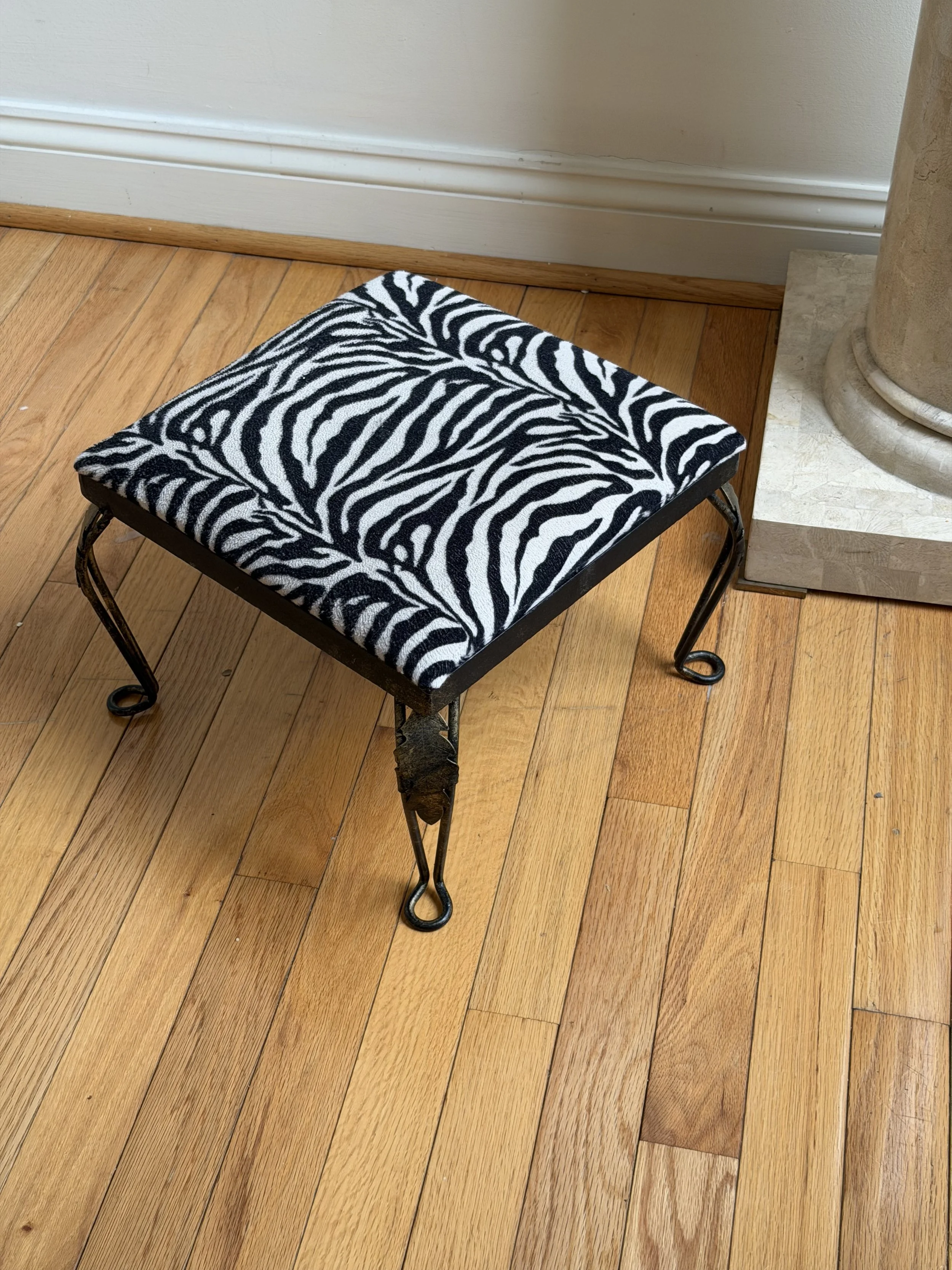 Zebra fabric stool