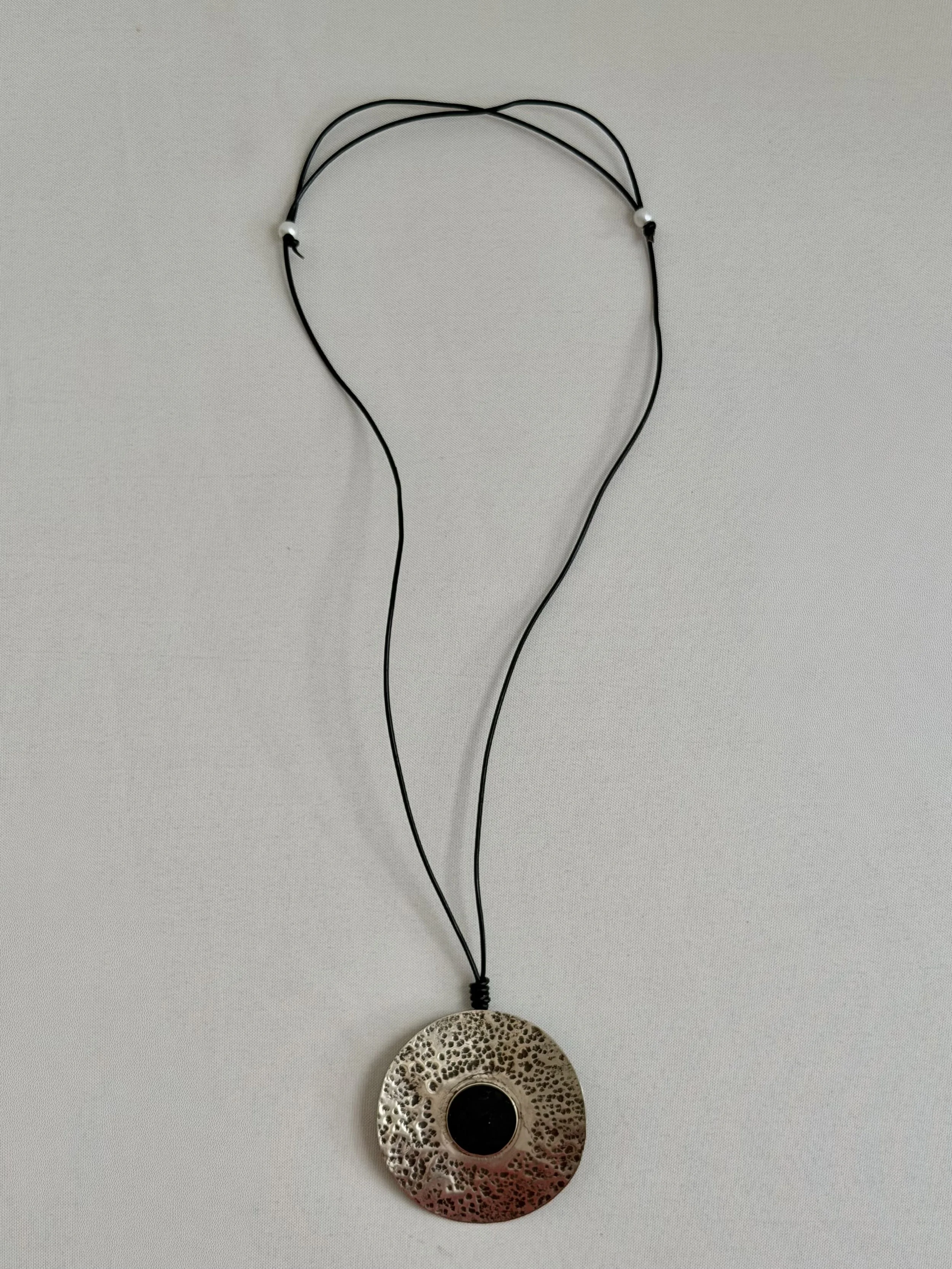 Large disc pendant necklace