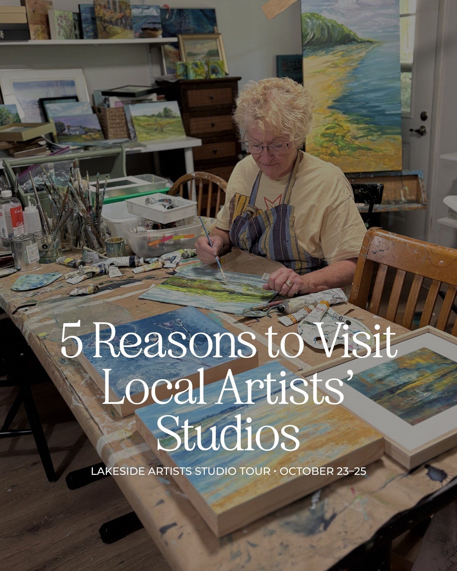 Why visit an artist&rsquo;s studio? We can think of at least five reasons. 🎨

✨ Meet the artists behind the work
🏡 Step inside their creative spaces
🖼️ Discover one-of-a-kind original art
❤️ Support talented local artists
🚗 Make a day of explorin