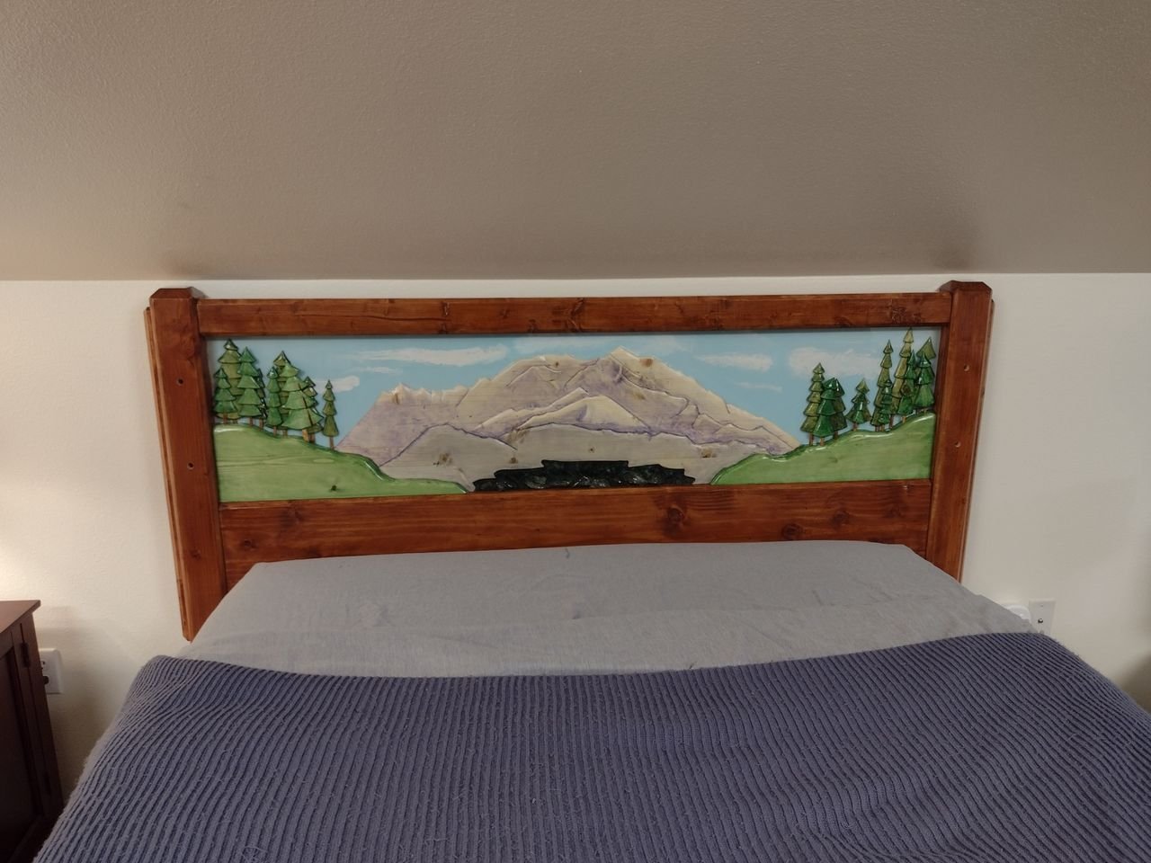 Hand carved epoxy headboard (Mt.Mckinley)