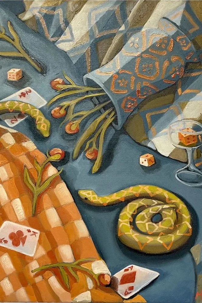 Snakey Game | Oil on Canvas | Sold