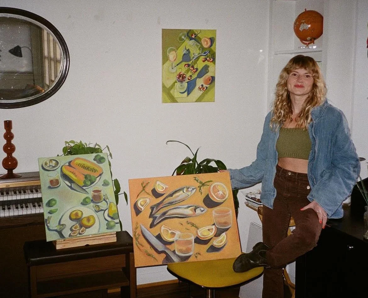 Fishy Behavior | Papayas & Cigs | Sweet Cherries | Oil on Canvas | Sold