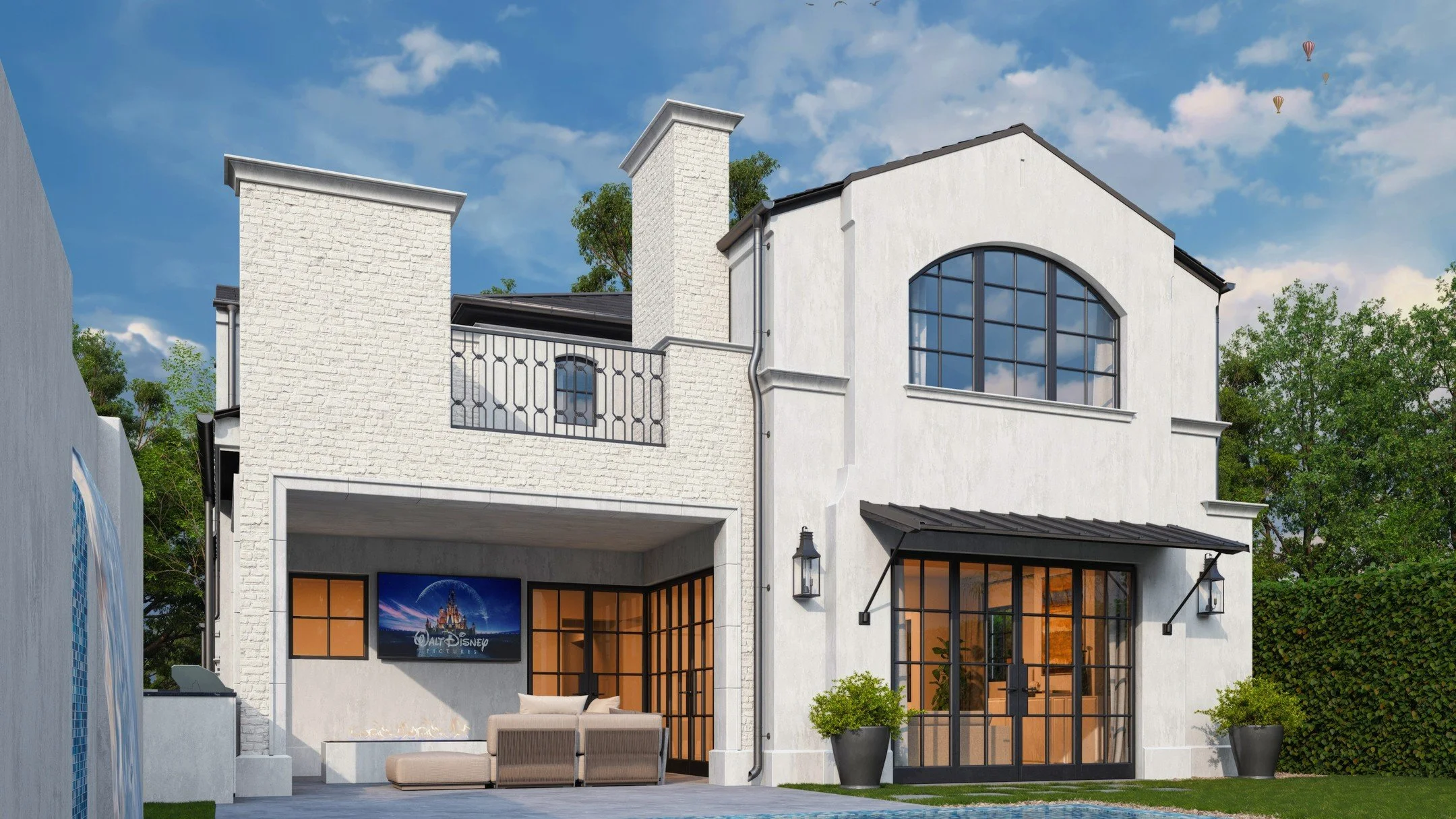 Modern farmhouse epitomizes elegance through its Mediterranean-inspired architectural style. Spanning 5,861.00 square feet, placed on a 6,886.00 SF up-slope lot. #architecturephotography #architecture #architecturelover #architectureporn #dreamhome #