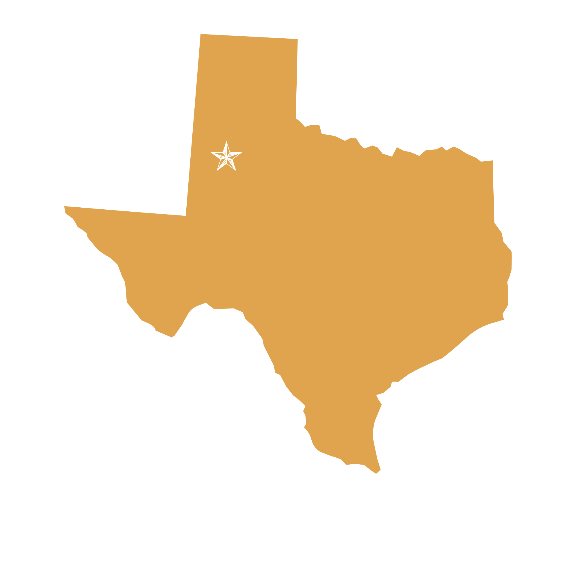 Map of Texas highlighting Lubbock with a star, with 'LUBBOCK' written below.