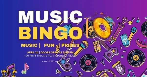 Not your typical bingo night.
Join us April 24 at 7:00 for Music Bingo in the gallery &mdash; where knowing your songs might actually win you something. It&rsquo;s free to play, just bring your phone, your friends, and plan on enjoying a couple of dr