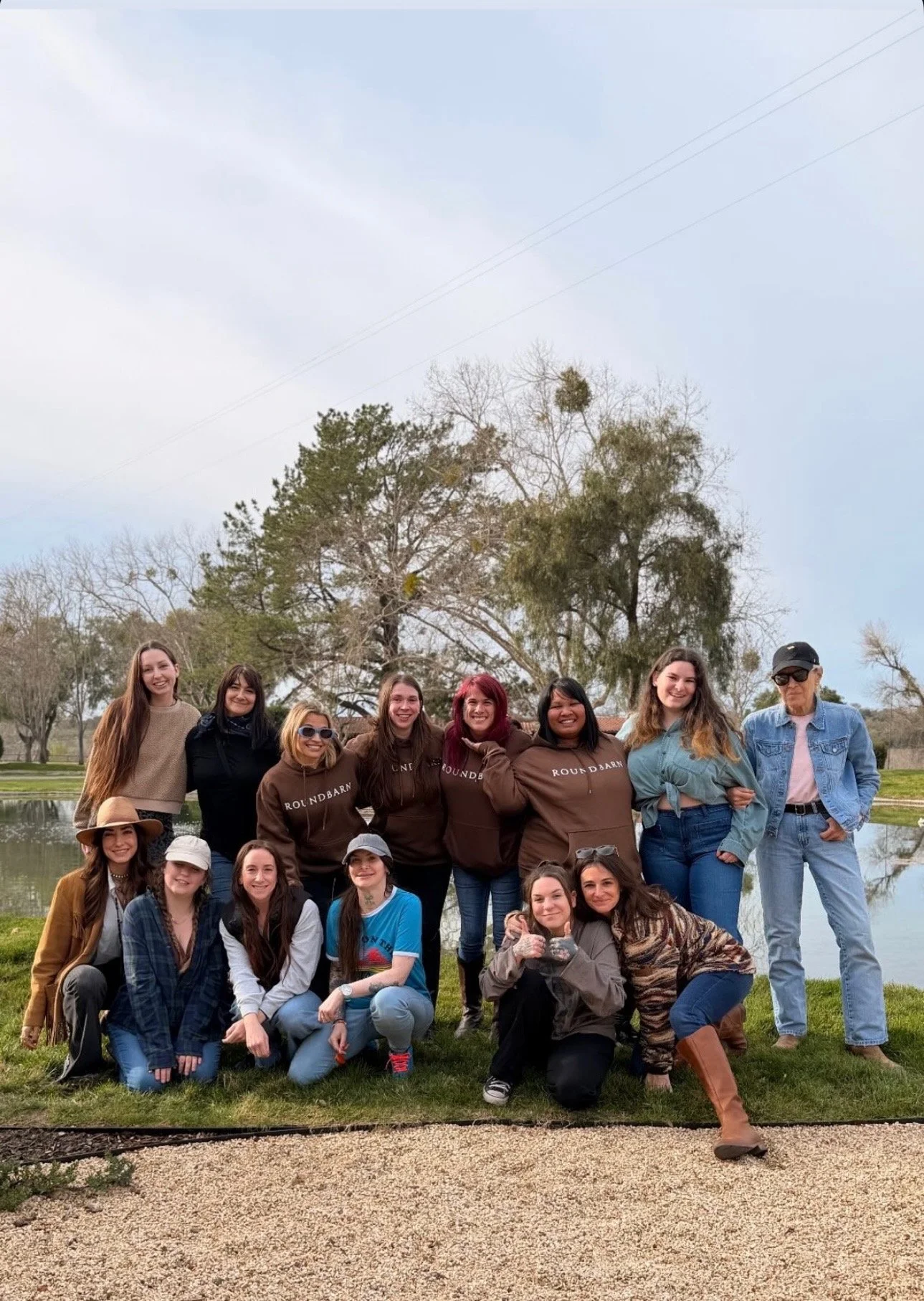 A group of women smiling after a community equine retreat in Santa Ynez.