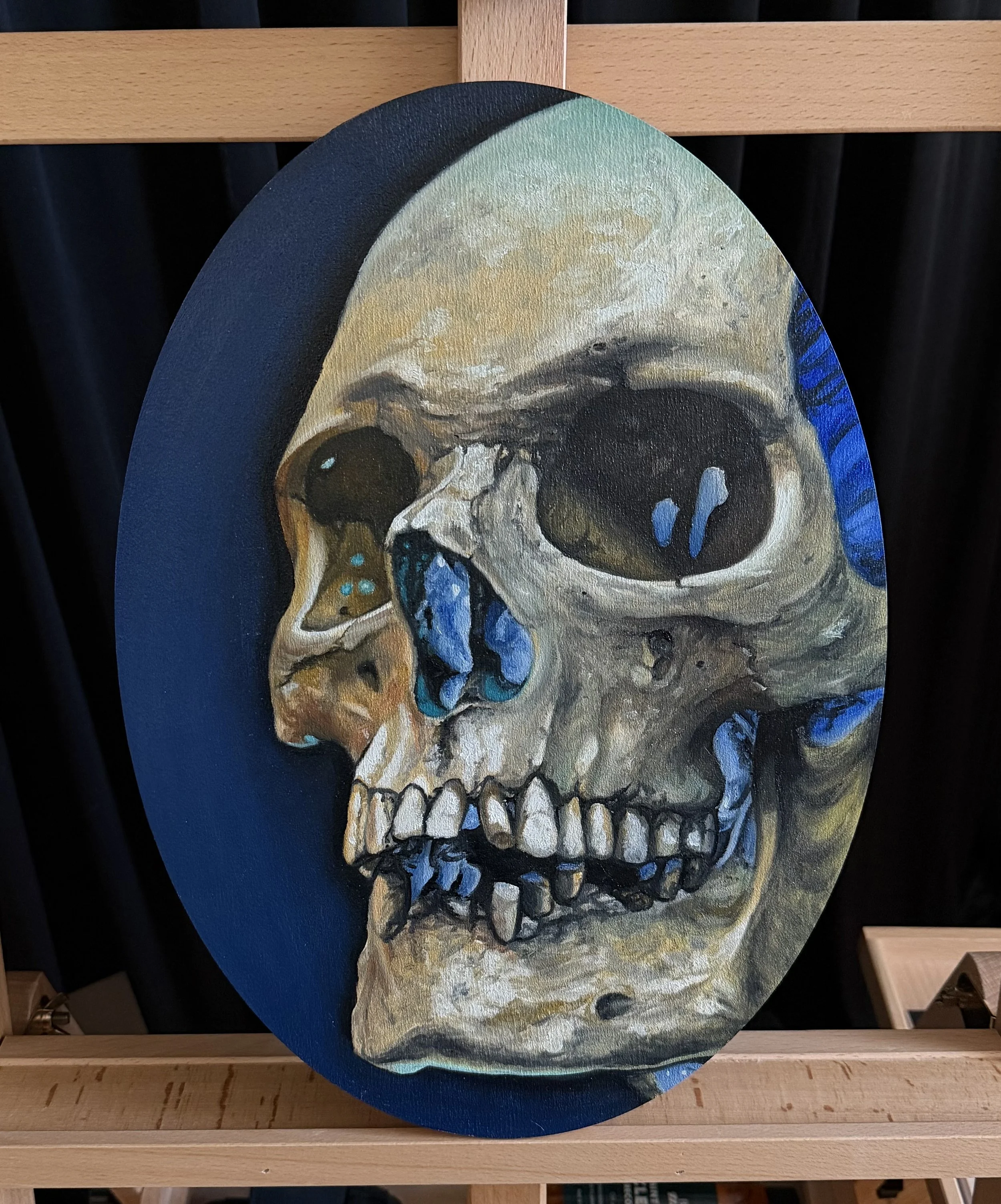 Skull study in oil