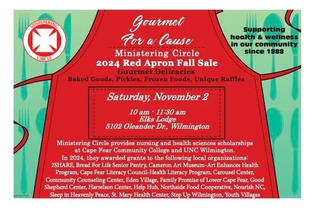 Thank you to everyone that supported Gourmet for a Cause through sponsorships, raffle ticket and purchasing the gourmet items. The Ministering Circle donated more than $114,148.00 to community organizations supporting health and wellness in the commu