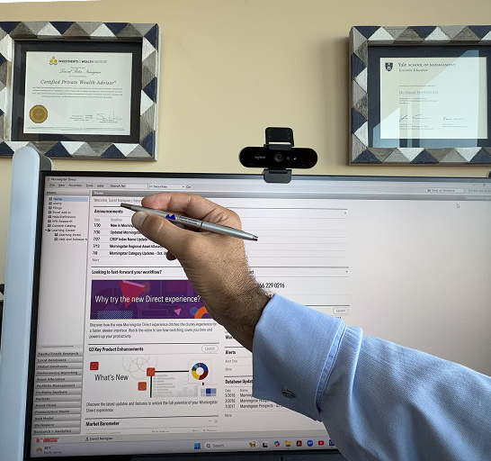 Image of Dr. David Nanigian performing investment research
