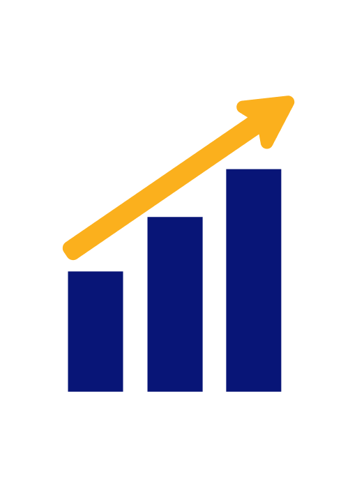 Image of a bar chart and an arrow