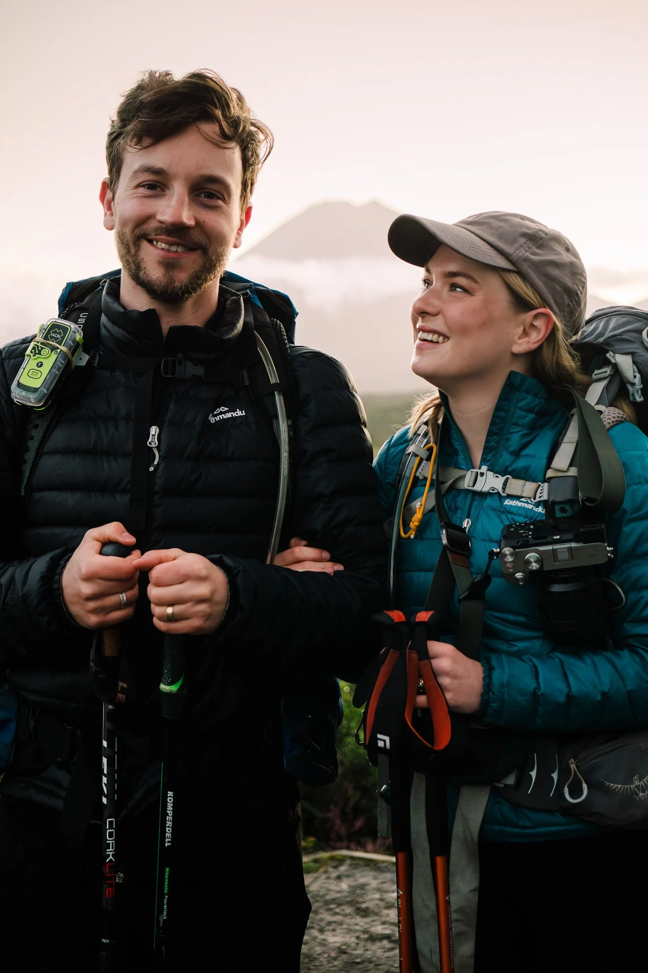 Couple posing on Mounds Walk in Tongariro National Park during a New Zealand couples photography session by Kevin M Films.