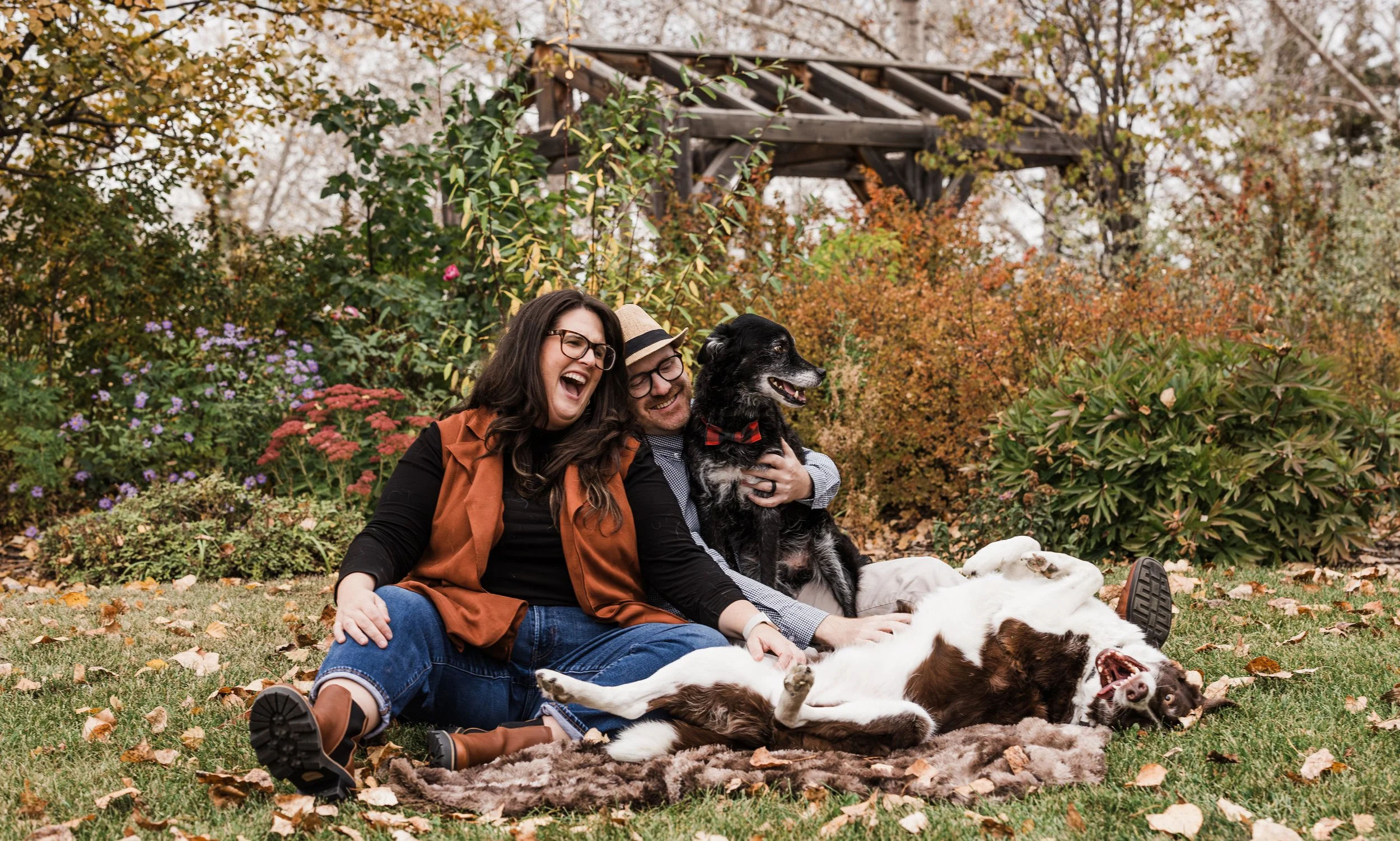 Kevin Maher with his wife Jessica and their dogs Charlie and Bolt.