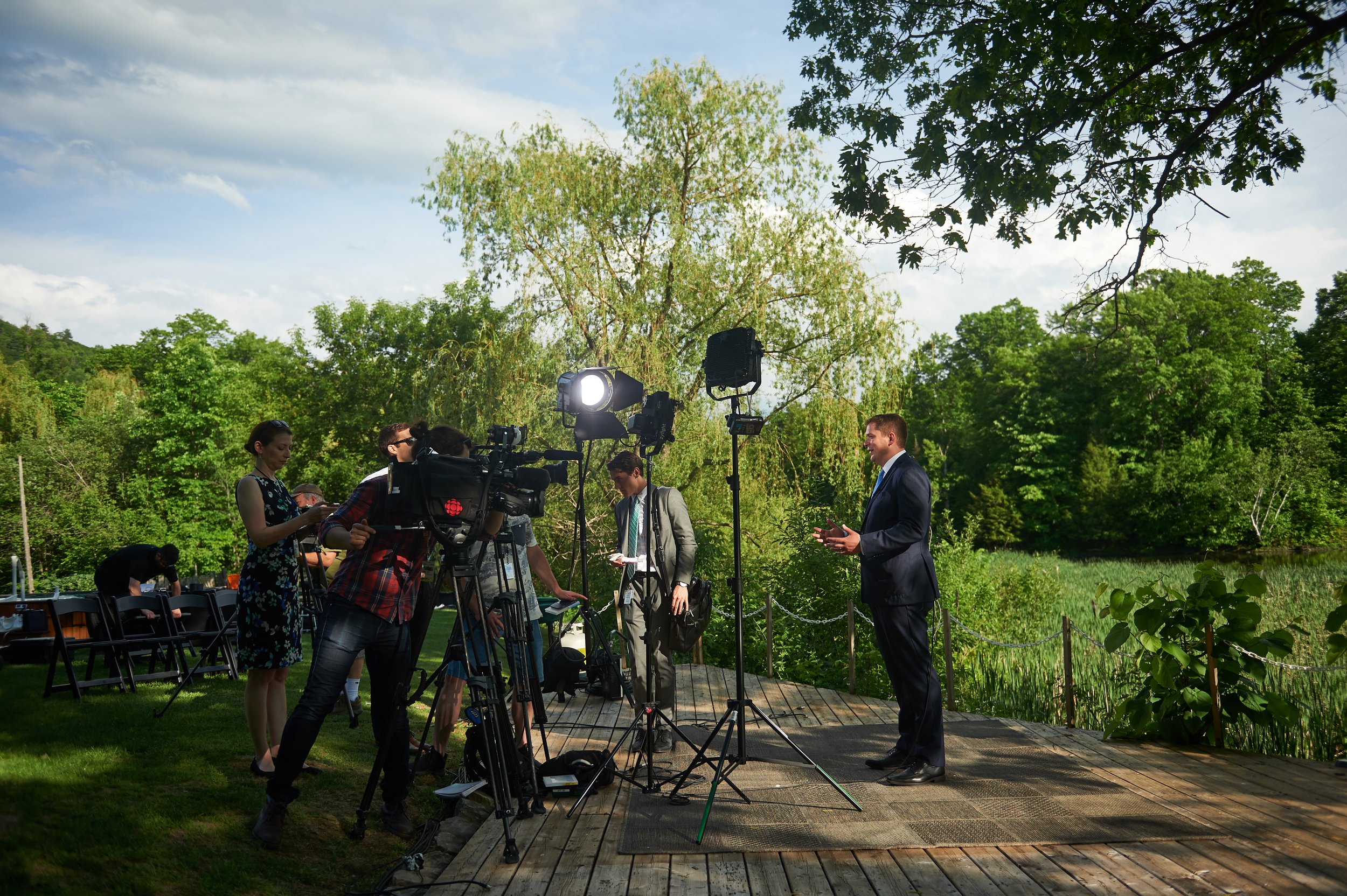 Conservative Leader Andrew Scheer speaks to media on June 19 in Chelsea, Que. about his party's environmental plan | The National Observer