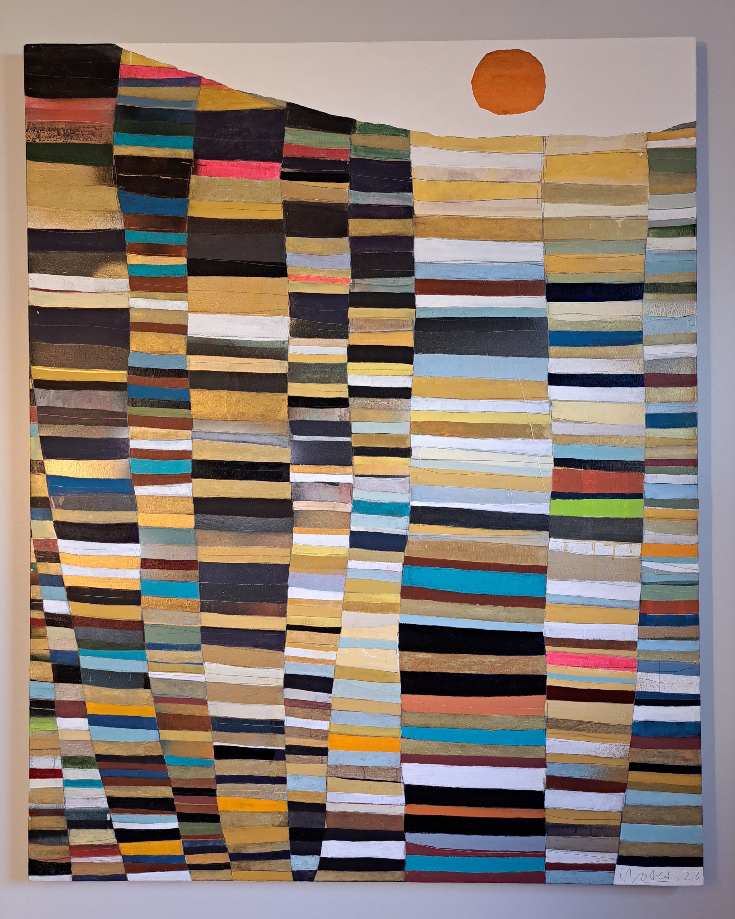 Landscape Series untitled 2024. Mixed media (oil, acrylic, enamel, gold leaf) on canvas, 48''x60''. $7,500.00