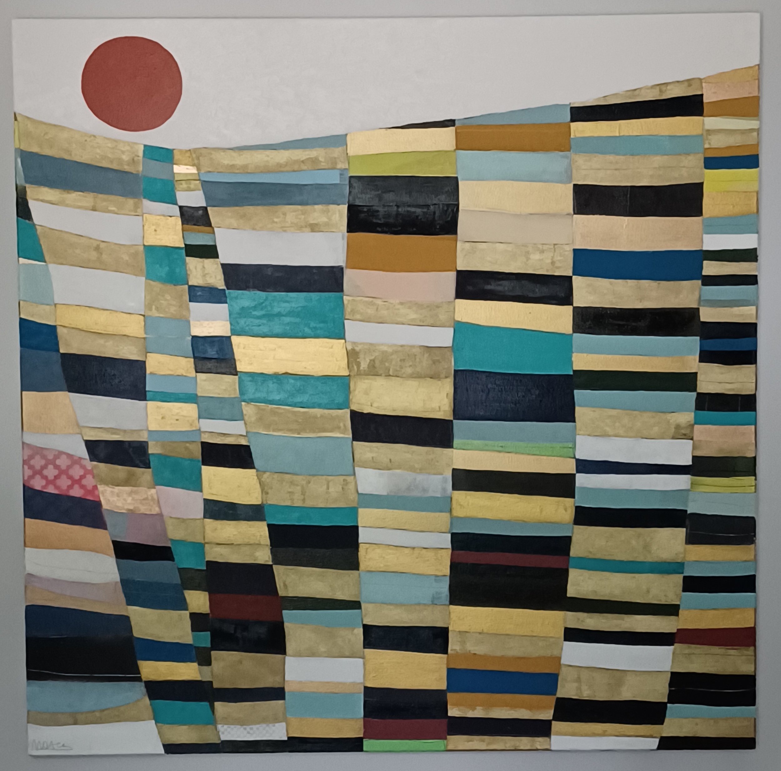 Landscape Series untitled 2022. Mixed media (oil, acrylic, enamel, gold leaf) on canvas. (SOLD)