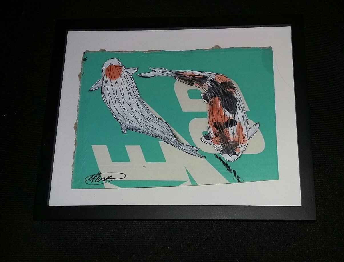 Koi Series untitled 2017. Acrylic on cardboard. (SOLD)