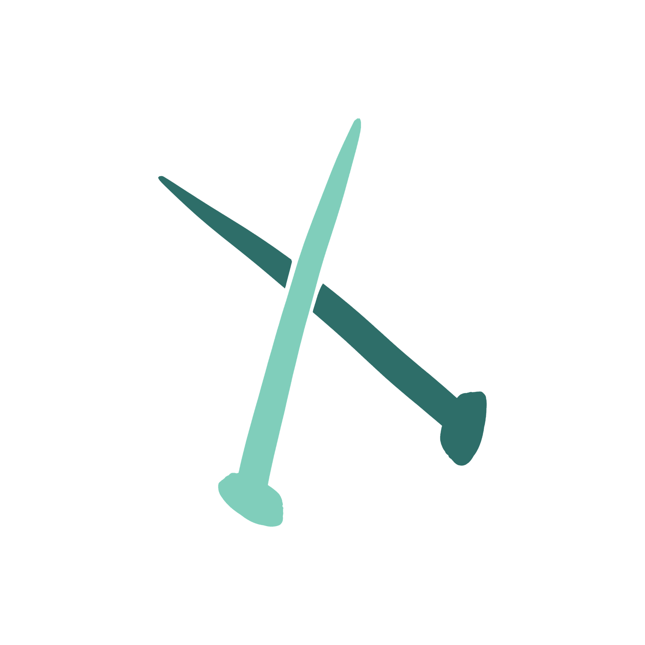 An abstract, stylized illustration of knitting needles.