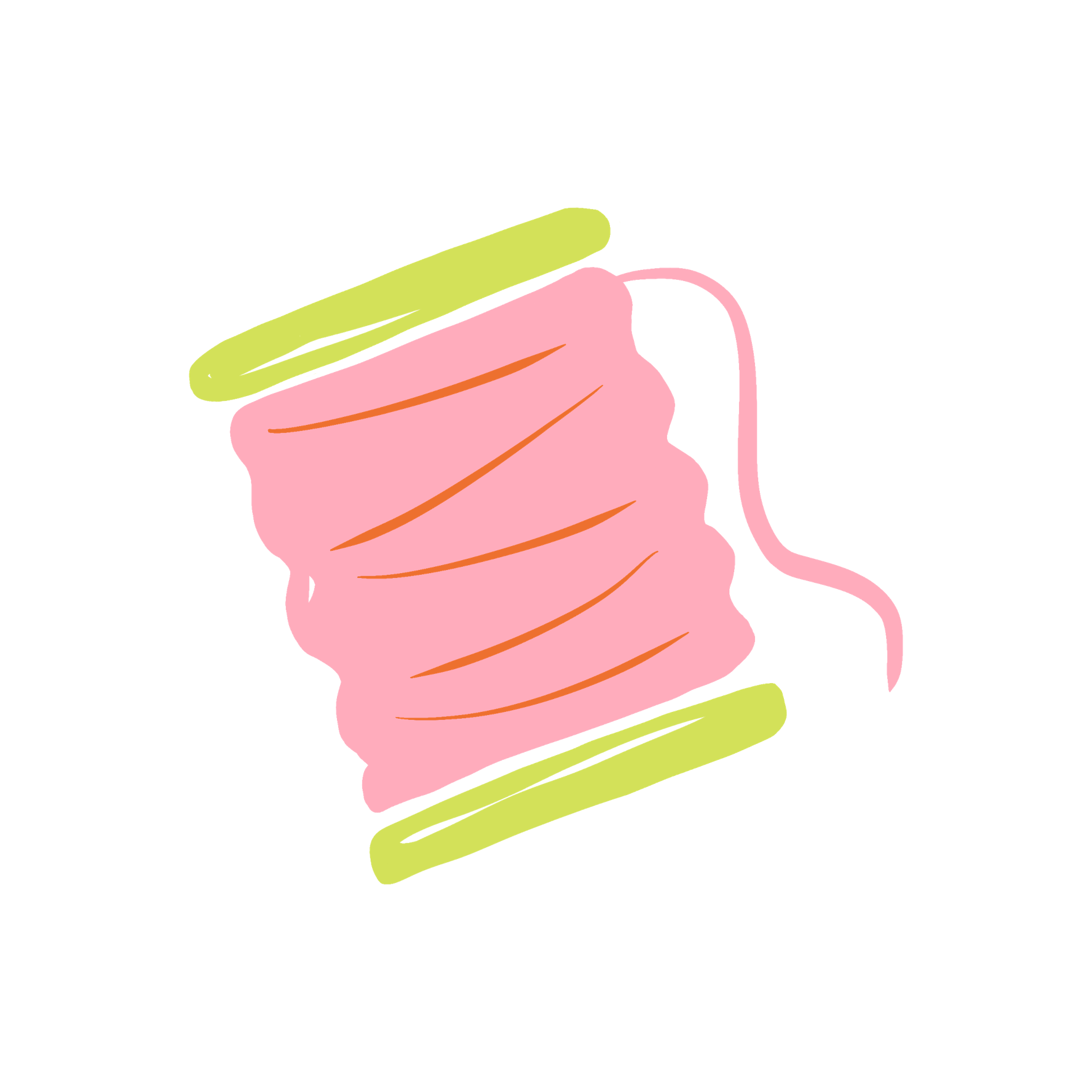 Abstract illustration of pink embroidery floss.