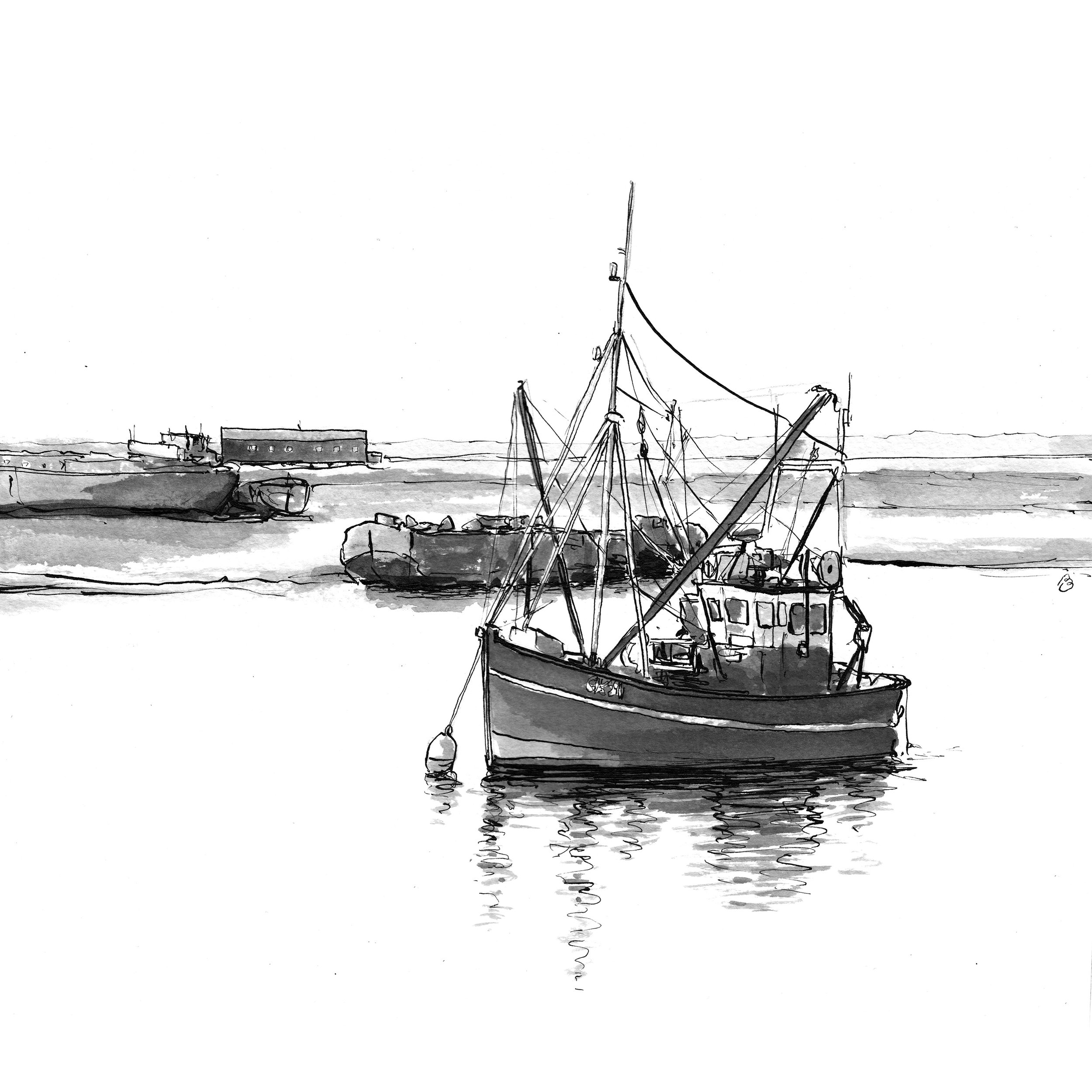 D2. Mersea Boat with Wrecks behind square.jpg