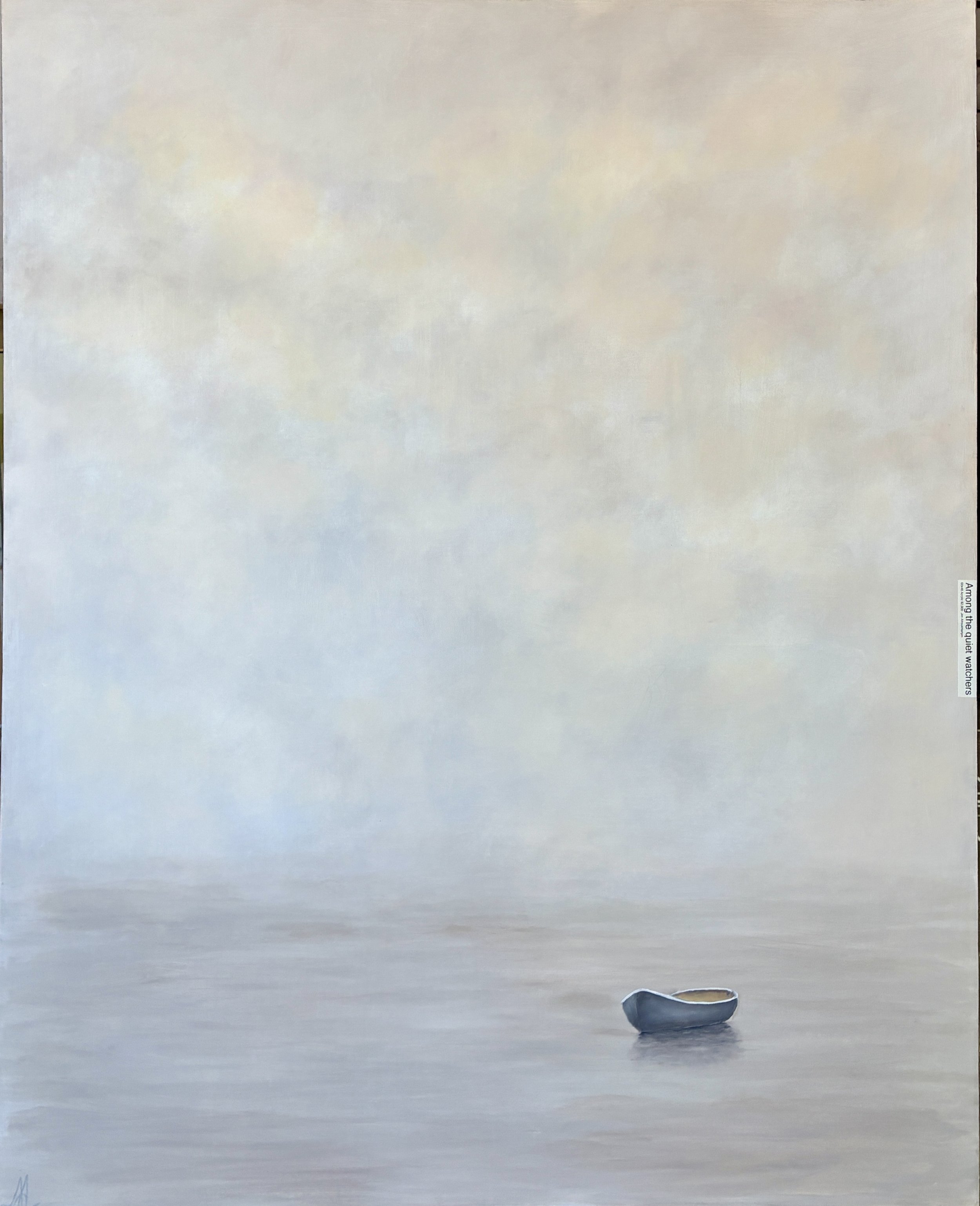 Row boat in foggy lake 60x48 $2,900