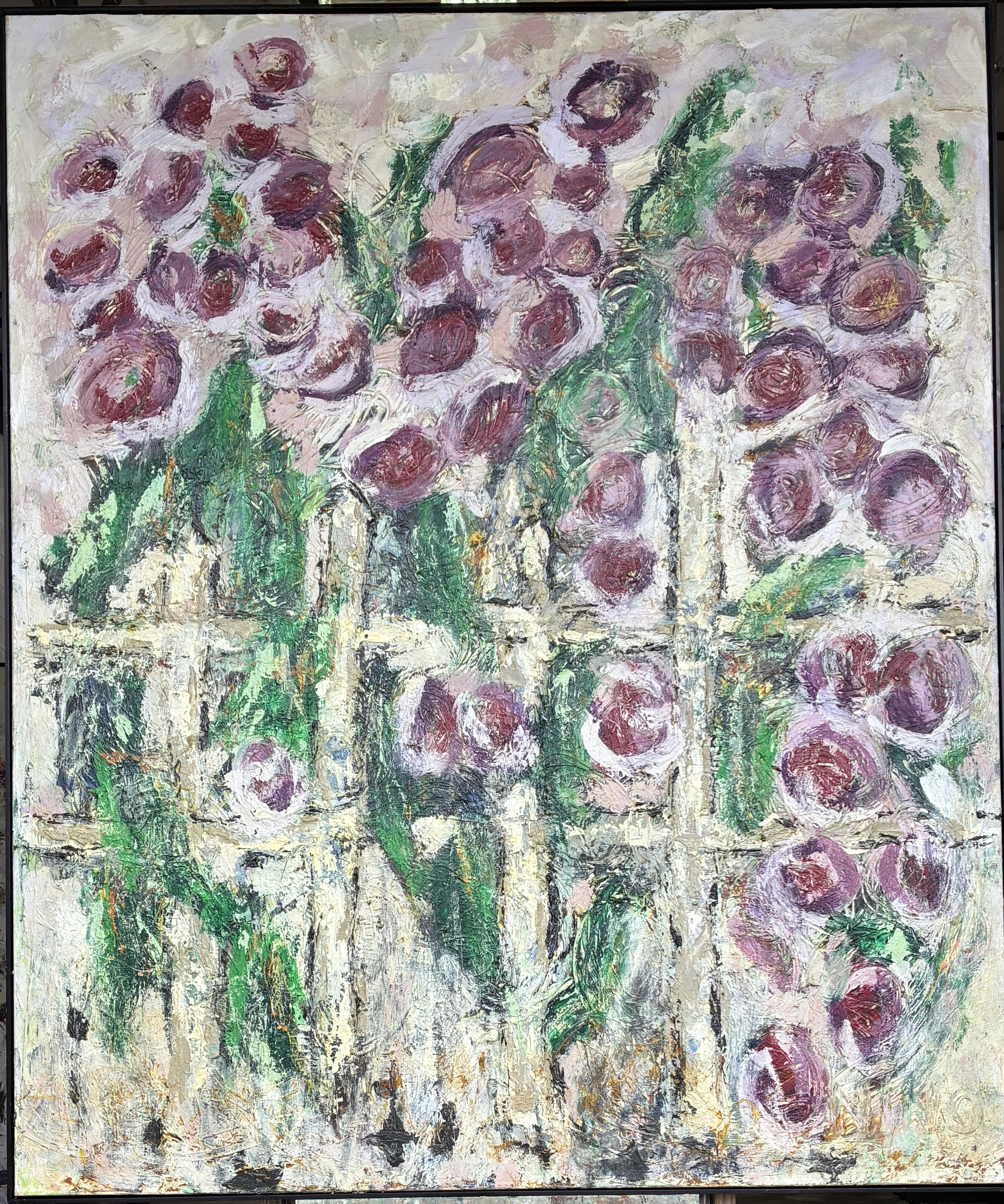 Behind the white picket fence  72x60 acrylic paste  $4,400