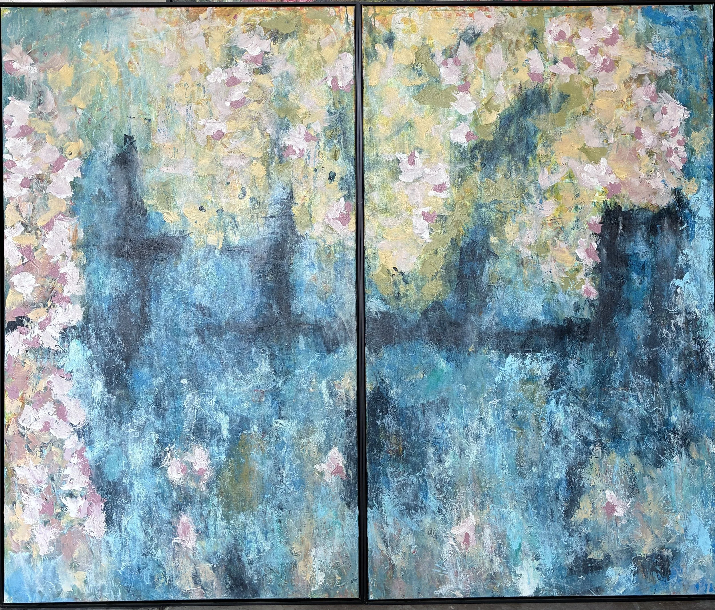 Crossing Over Diptych 60x36 each Acrylic paste $4,300
