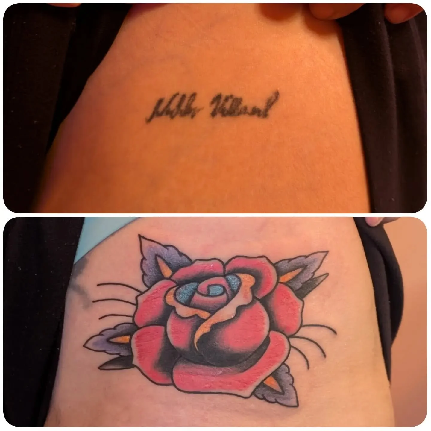 Cover Up Traditional Rose Tattoo Chicago Tattoo Artist
