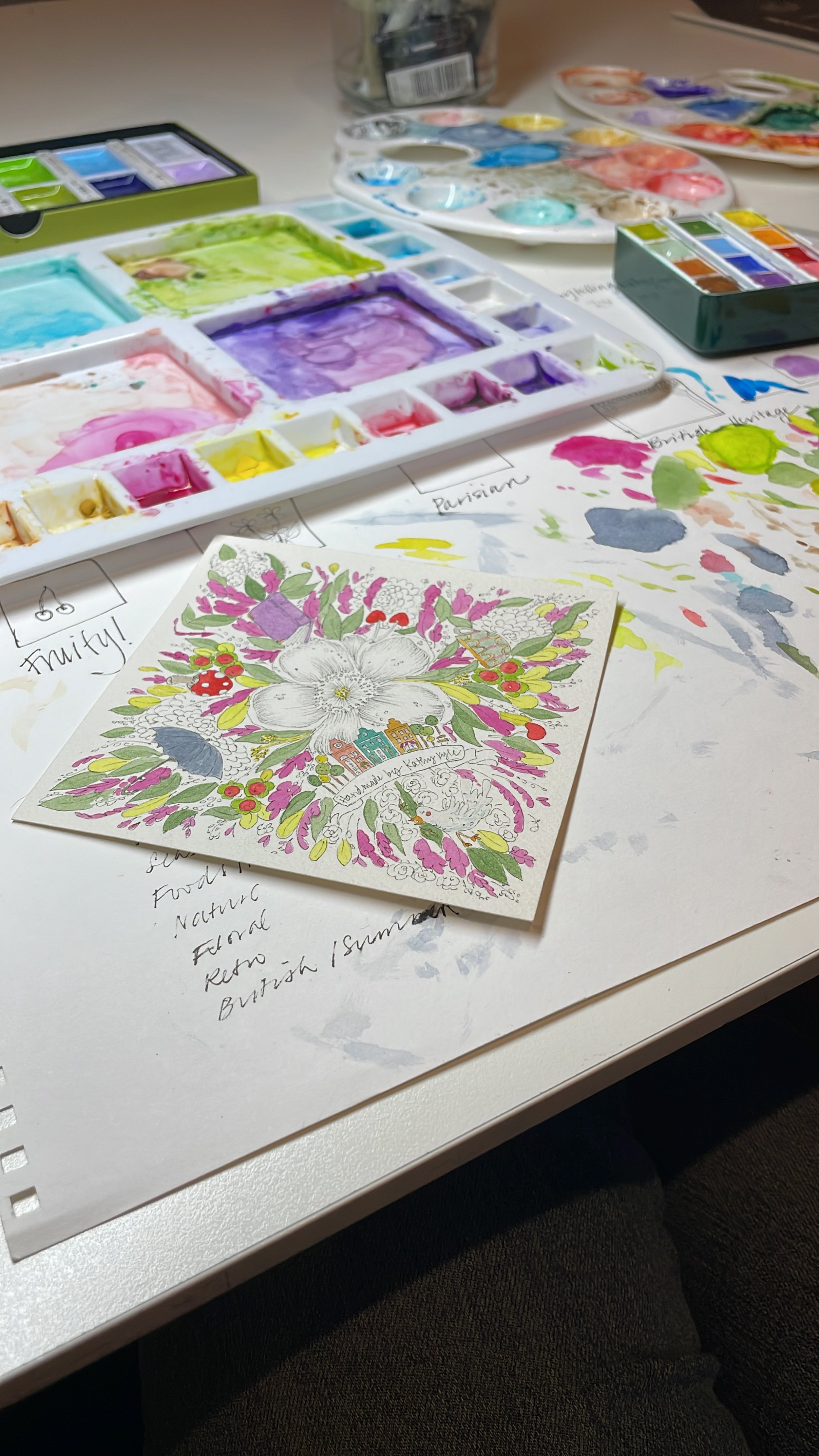 The design process - English Floral scarf