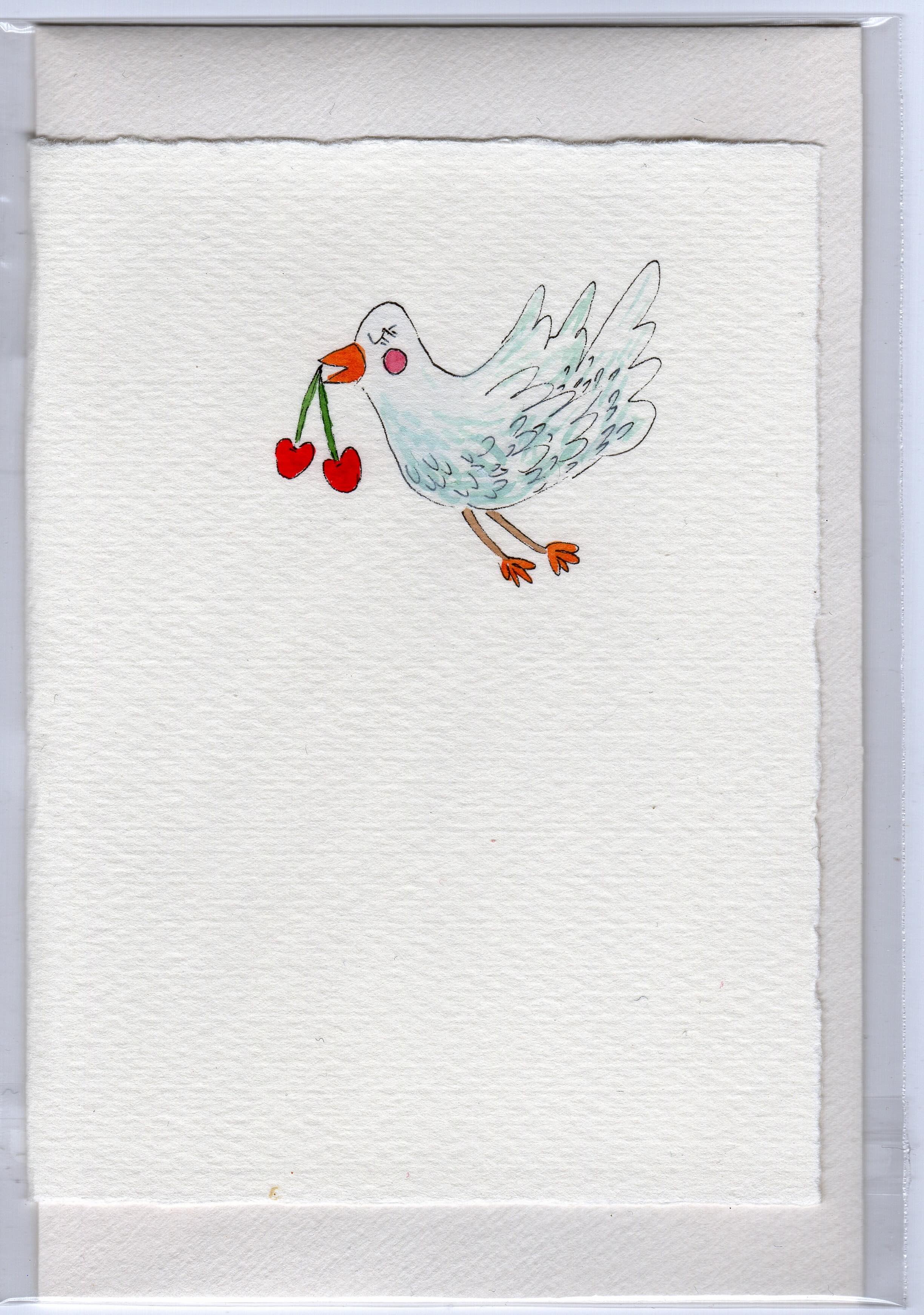 Stationery - dove with cherries