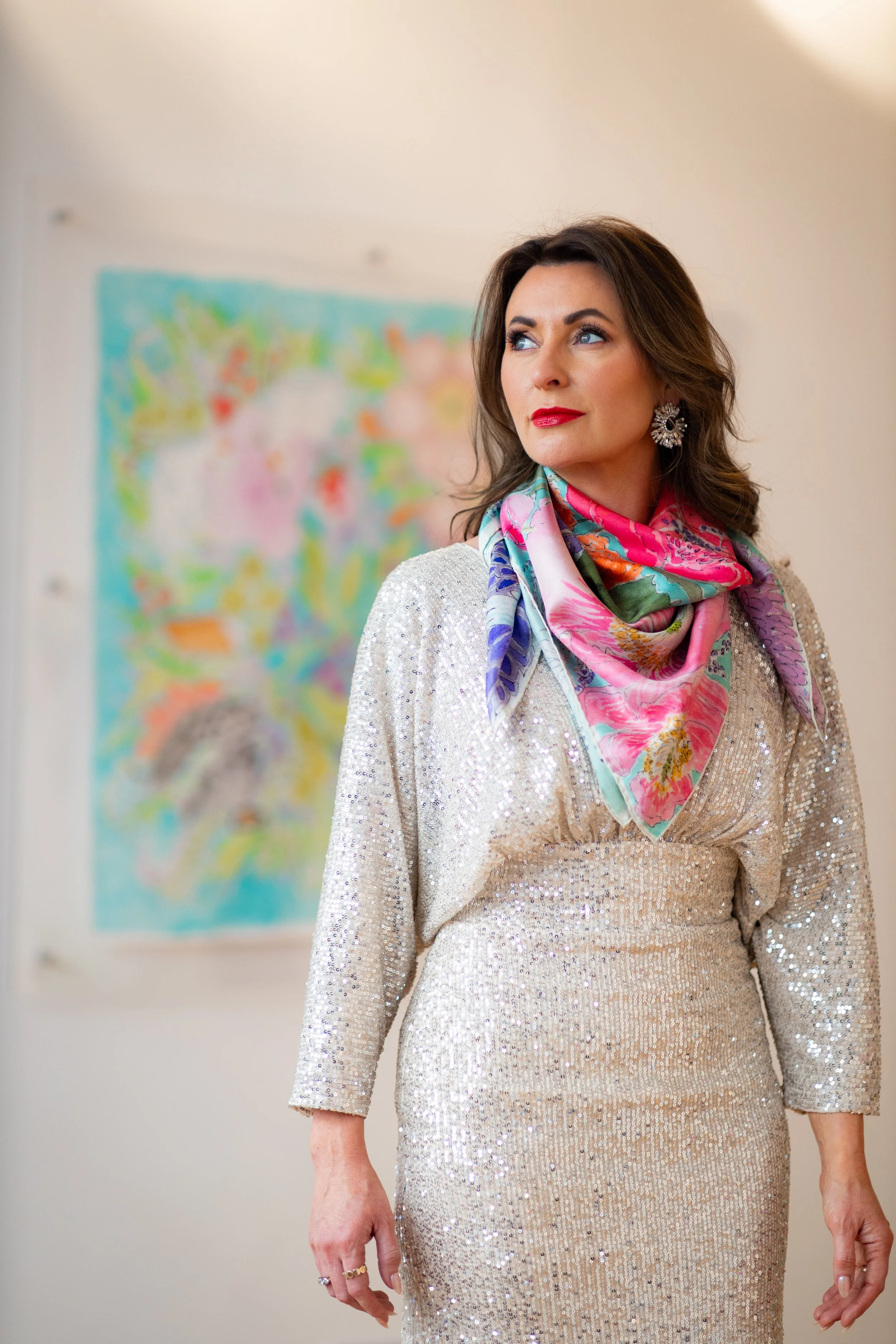 Emilie-Kate Owne looking fabulous in a KKStudio scarf