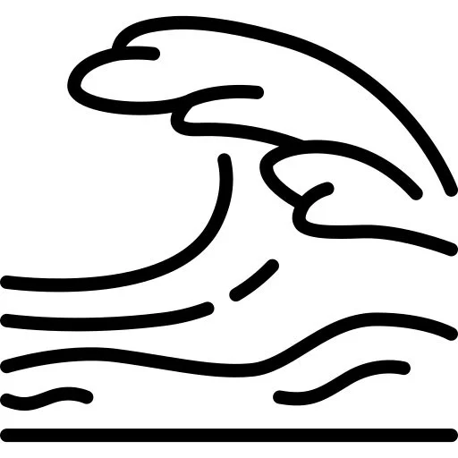 Line drawing of a wave in the ocean.