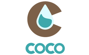 Logo of Coco featuring a stylized brown letter C with a water drop and the word 'coco' beneath it.