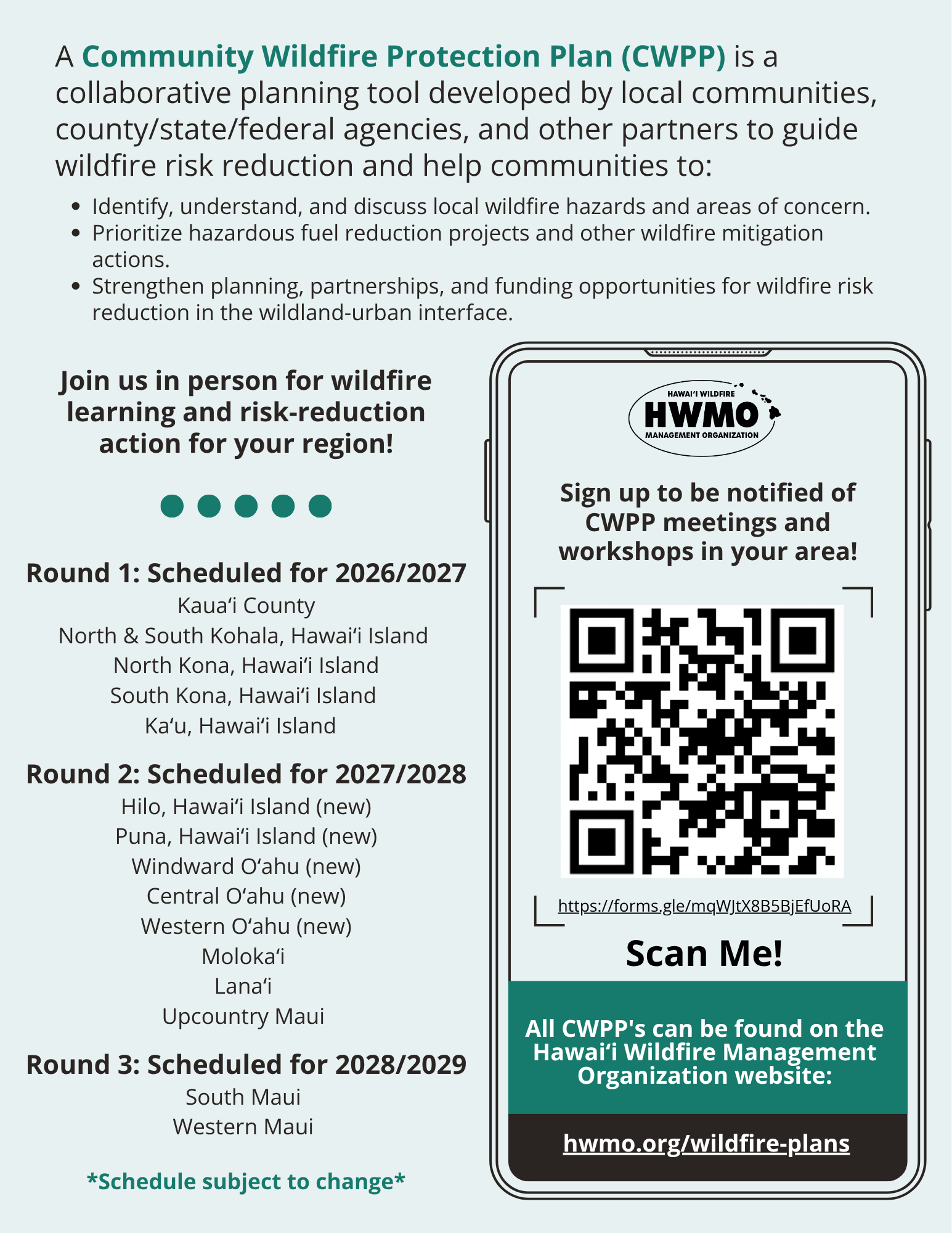CWPP Status and Meeting Sign-up