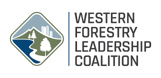 Logo of the Western Forestry Leadership Coalition featuring a mountain, trees, and a river