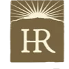 Logo with a gold background and white letters 'HR' beneath a stylized sunburst design.