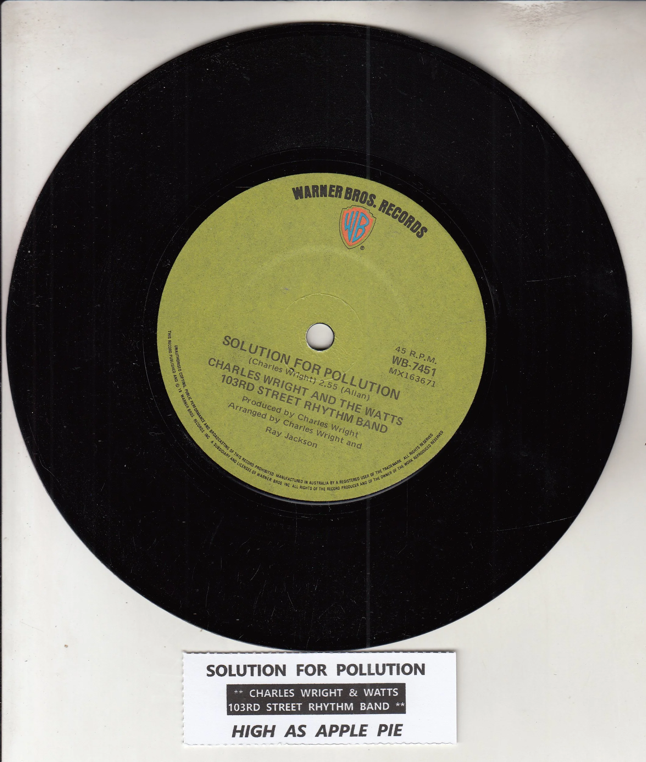CHARLES WRIGHT & THE WATTS 103RD STREET RHYTHM BAND - Solution for pollution (PROMO)