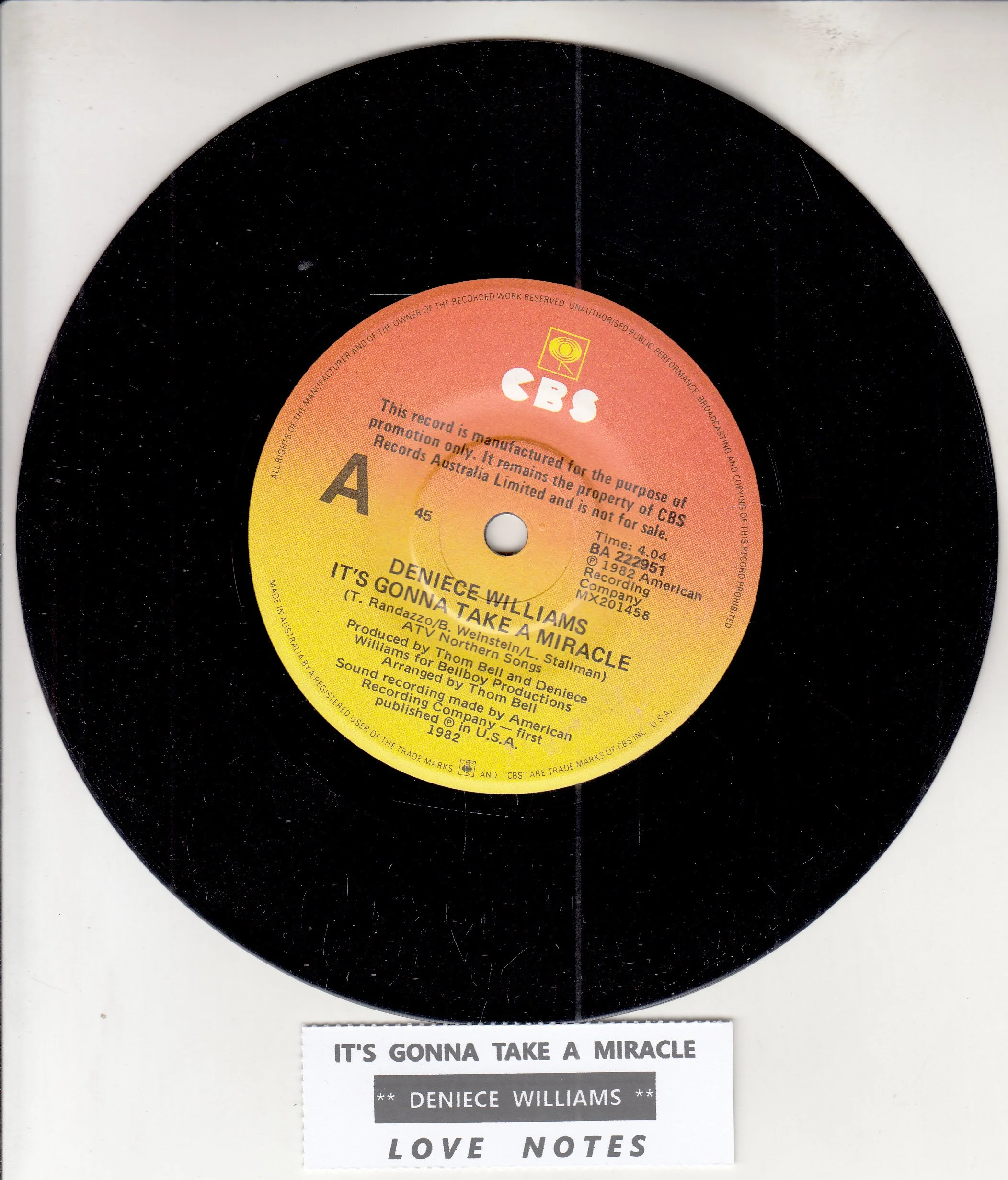 WILLIAMS, DENIECE - IT'S GONNA TAKE A MIRACLE (PROMO)