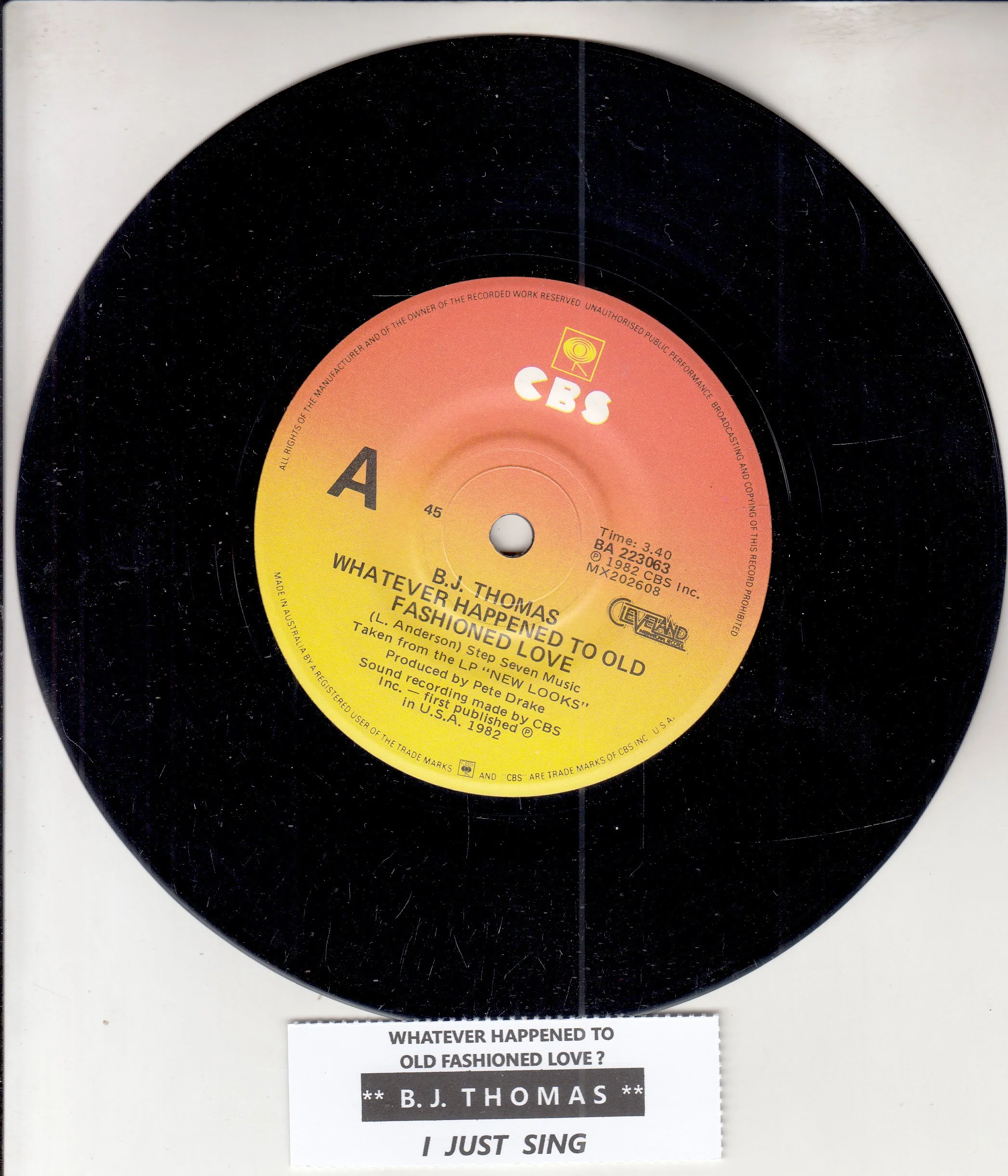 B.J. THOMAS - Whatever Happened To Old Fashioned Love?